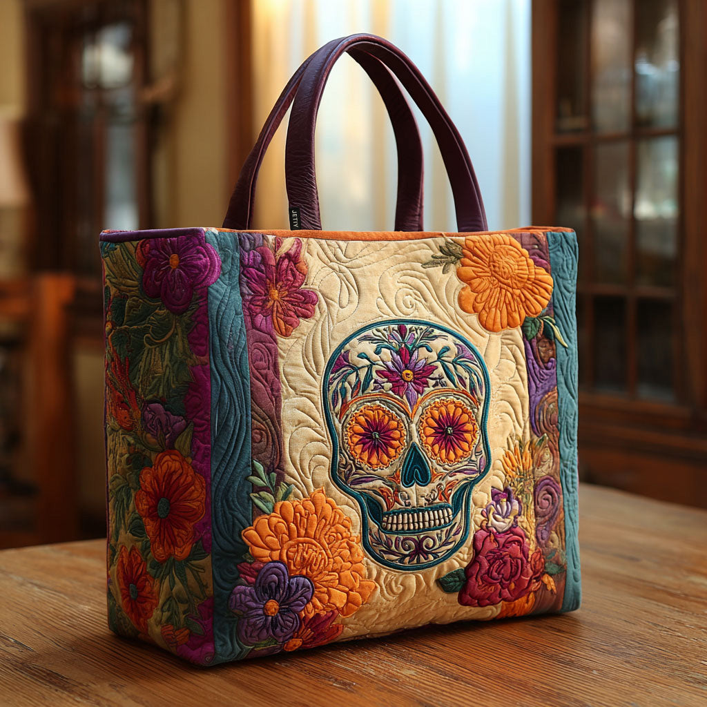La Vida Bella Quilted Tote Bag Unique Skull Gifts For Him