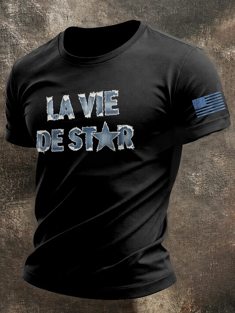 La Vie De Star Denim Graphic Tees Men Patriotic Shirt 250th Anniversary Gift For Him