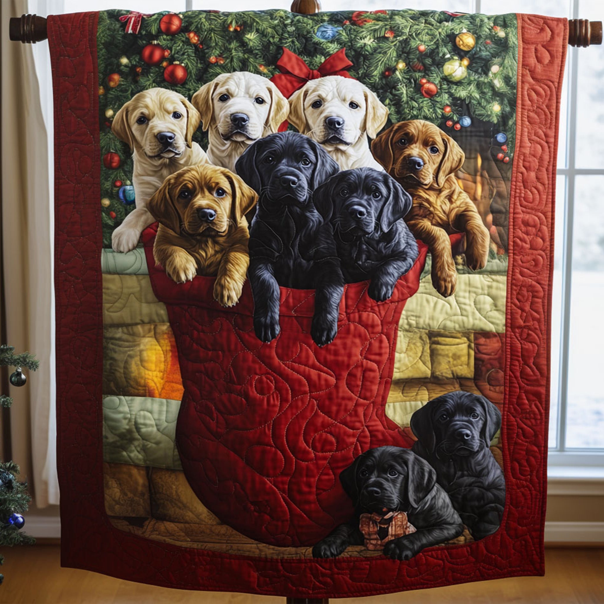 Lab Puppies Parade Quilted Blanket Best Christmas Gifts For Dog Lovers