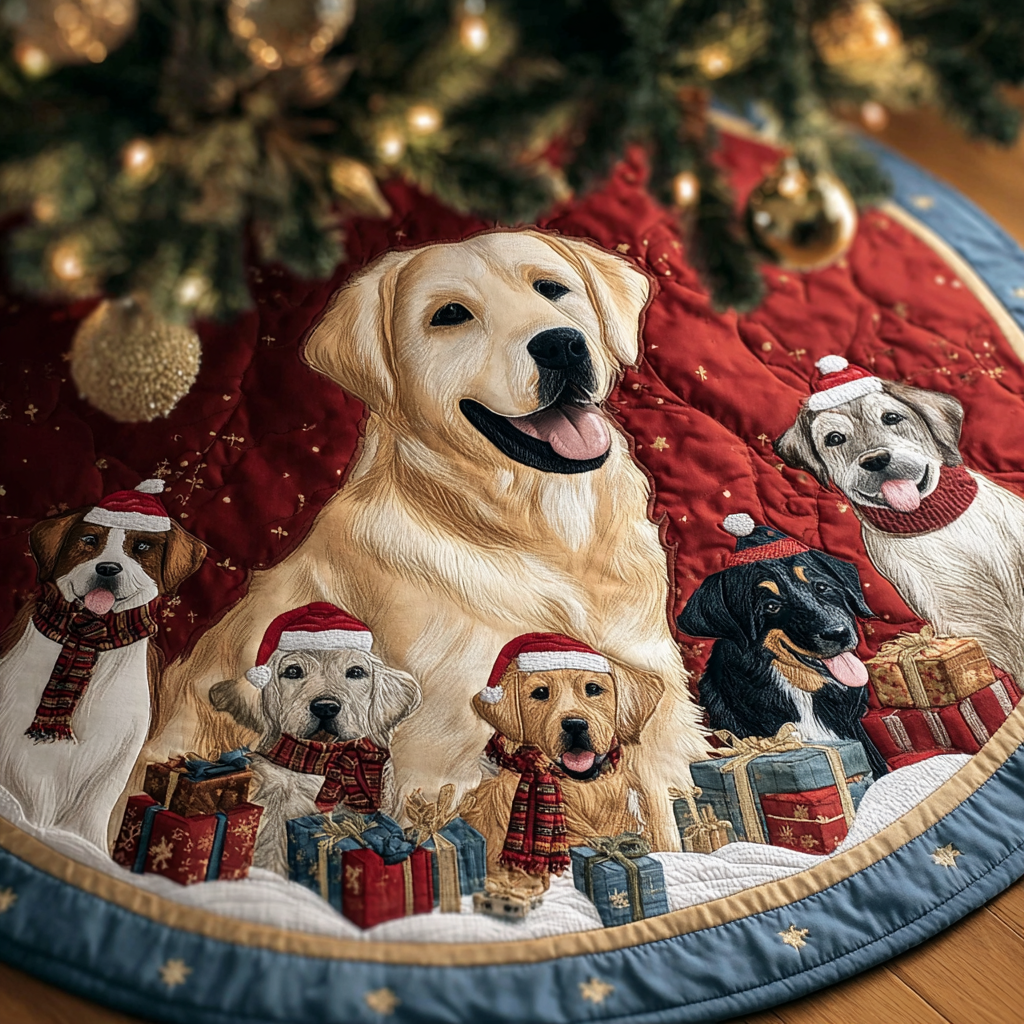 Labrado Charm Christmas Quilted Tree Skirt Holiday Decorations Labrador Themed Gifts