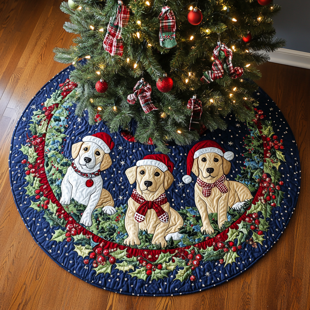 Labrado Dream Christmas Quilted Tree Skirt Xmas Tree Decor Gifts For Labrador Owners