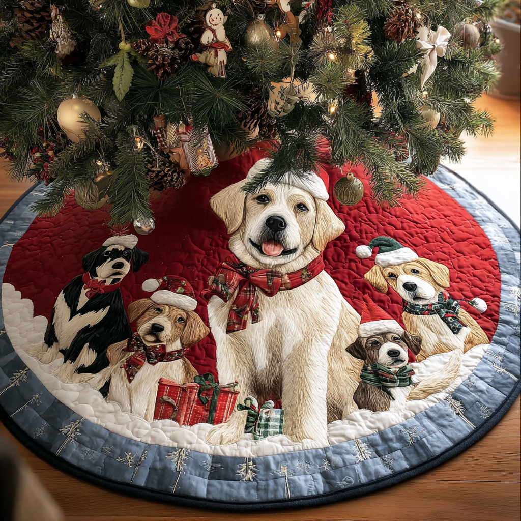 Labrado Spirit Christmas Quilted Tree Skirt Holiday Decor Labrador Gifts For Him Her