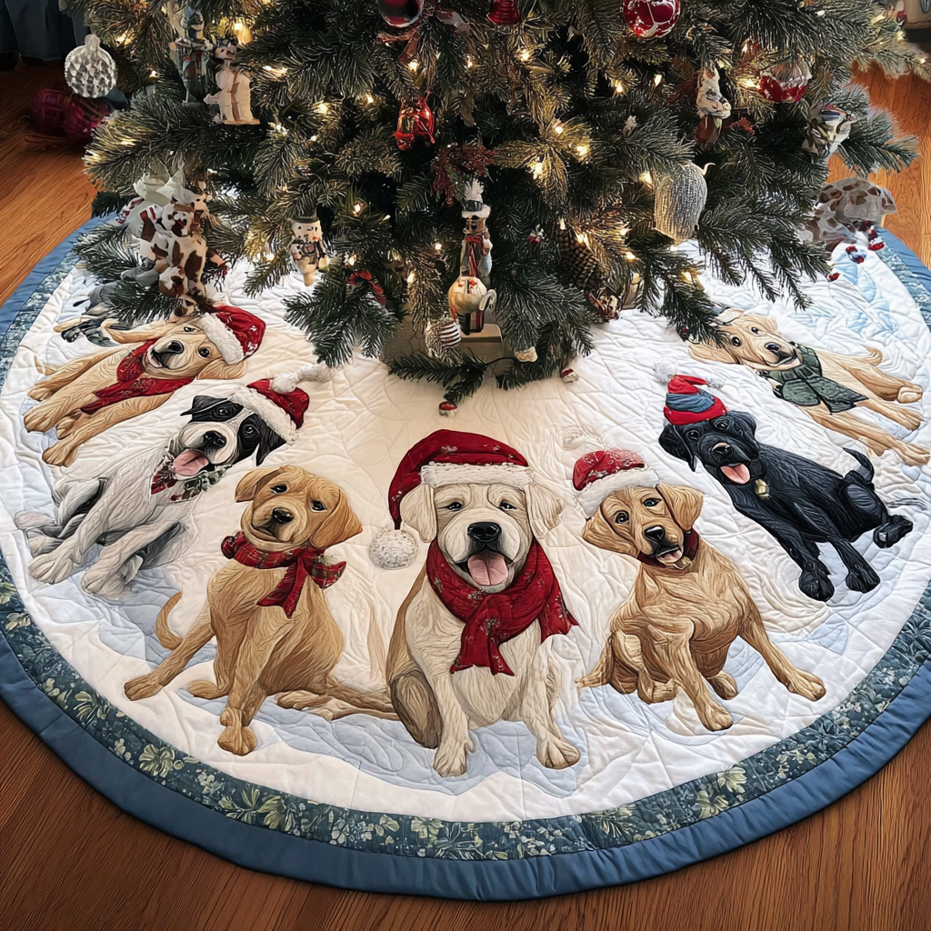 Labrado Wonder Christmas Quilted Tree Skirt Holiday Home Decor Labrador Gifts For Dog Lovers