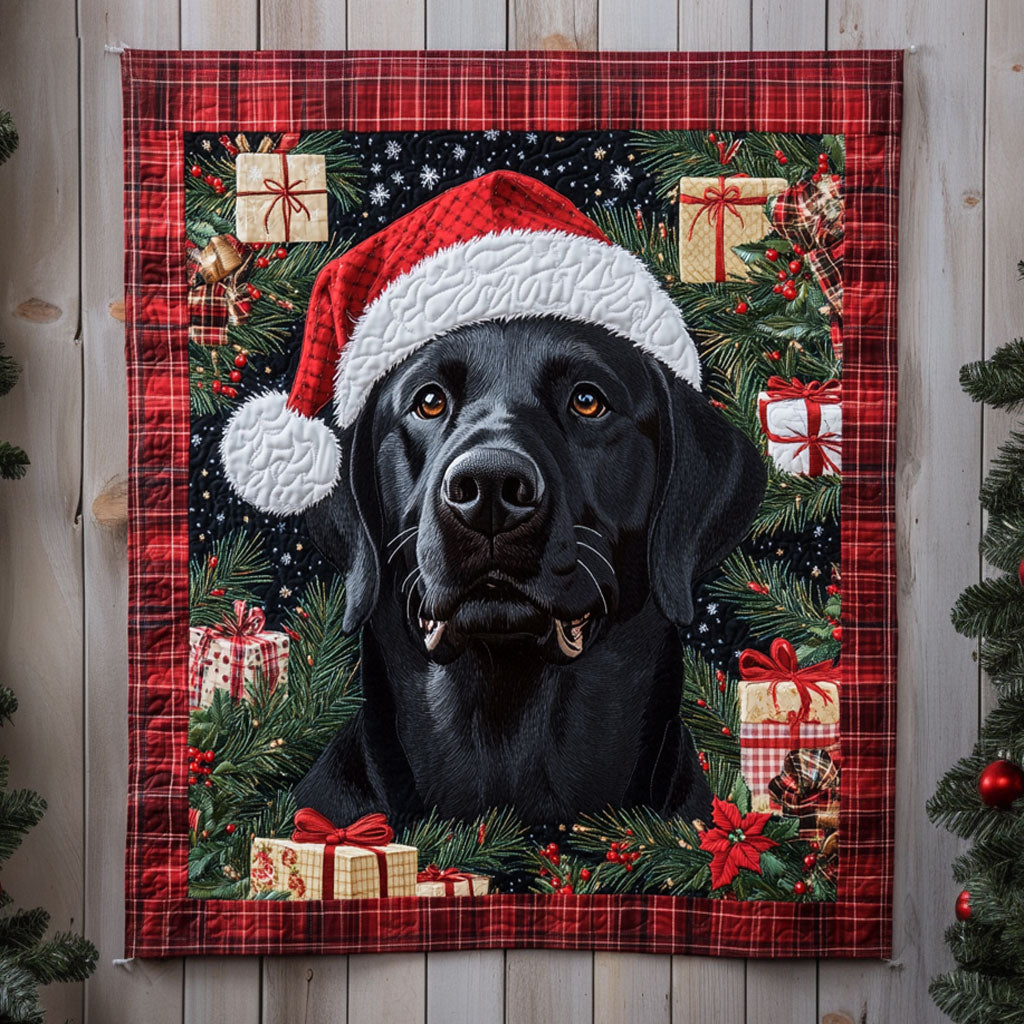 Labrador Cabin Spirit Quilted Blanket Christmas Blanket Christmas Gift For Dog Lovers