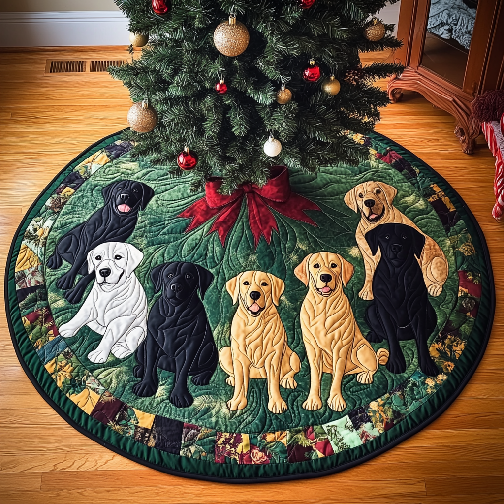 Labrador Christmas Cuddle Christmas Quilted Tree Skirt Must Have Holiday Merch for Christmas Decor