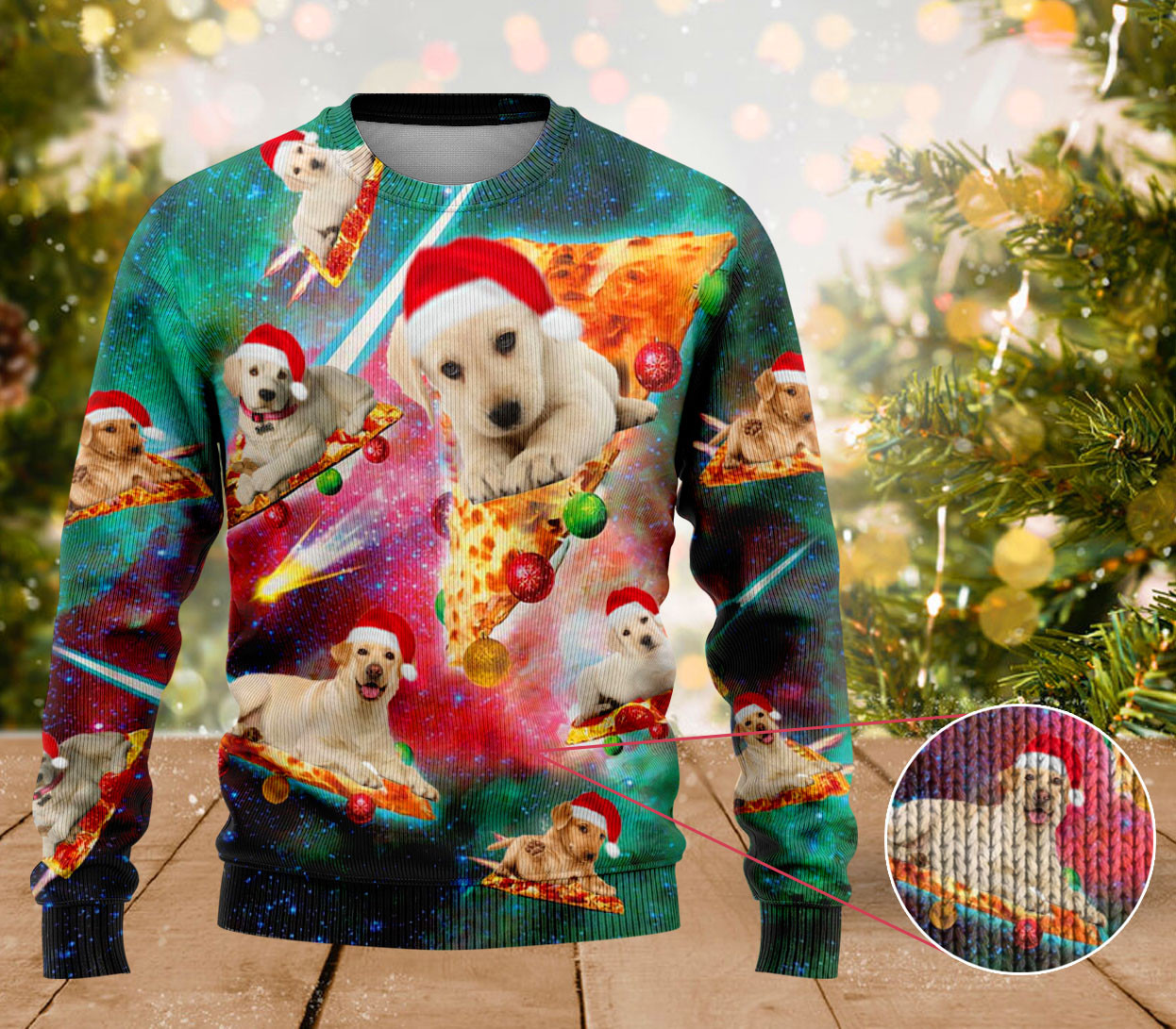 Labrador Dog Pizza Ugly Sweater Dog Lovers Cute Sweaters For Christmas