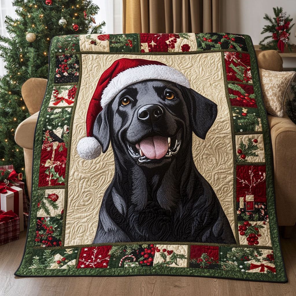 Labrador Festive Time Quilted Blanket Christmas Blanket Christmas Gift For Dog Lovers