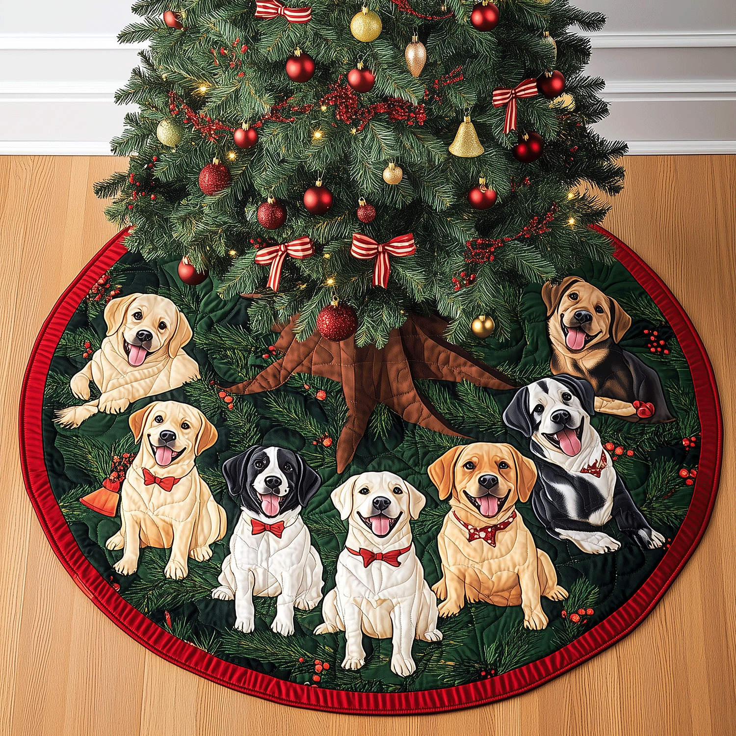 Labrador Holiday Quilted Christmas Tree Skirt Small Tree Skirt Father In Law Gifts Christmas