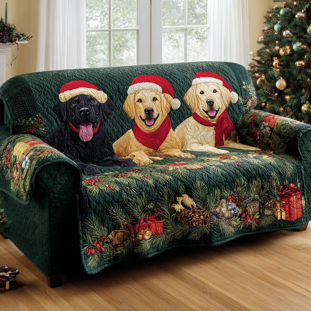 Labrador Joy Quilted Sofa Cover Holiday Living Decorations Christmas Presents For French Bulldogs
