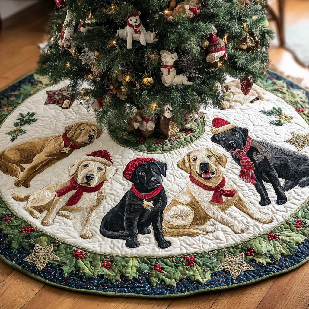 Labrador Retriever Holiday Quilted Christmas Tree Skirt Labrador Indoor Christmas Decorations 