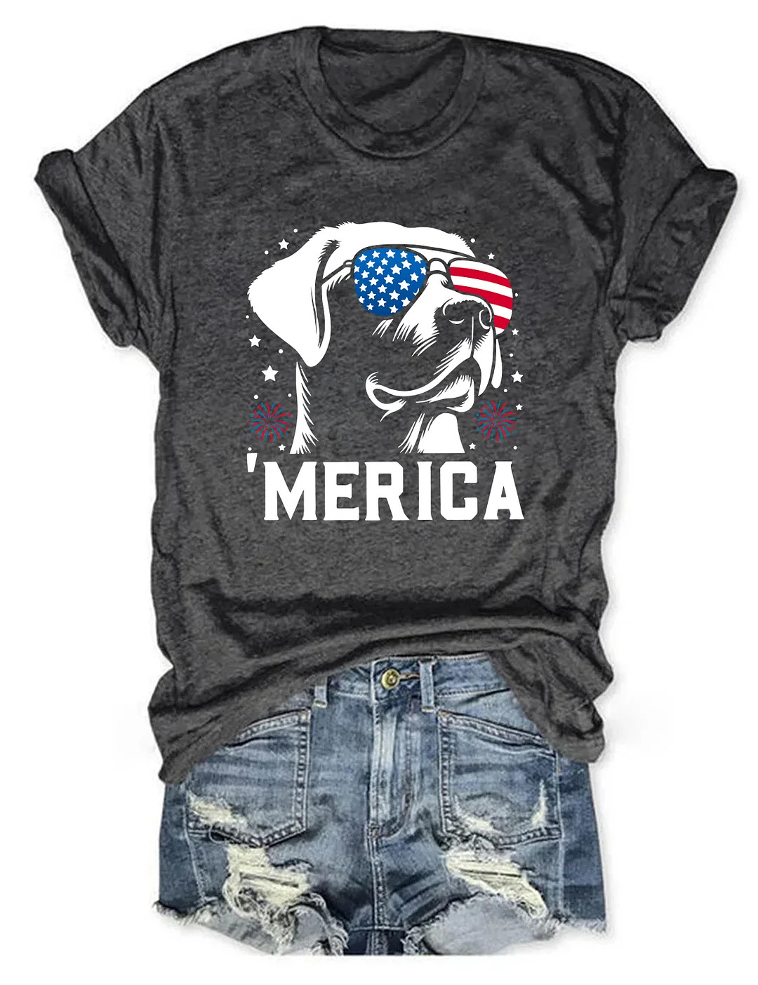 Labrador Retriever Merica T-Shirt Patriotic Dog Lover 4th Of July Gift For Fans