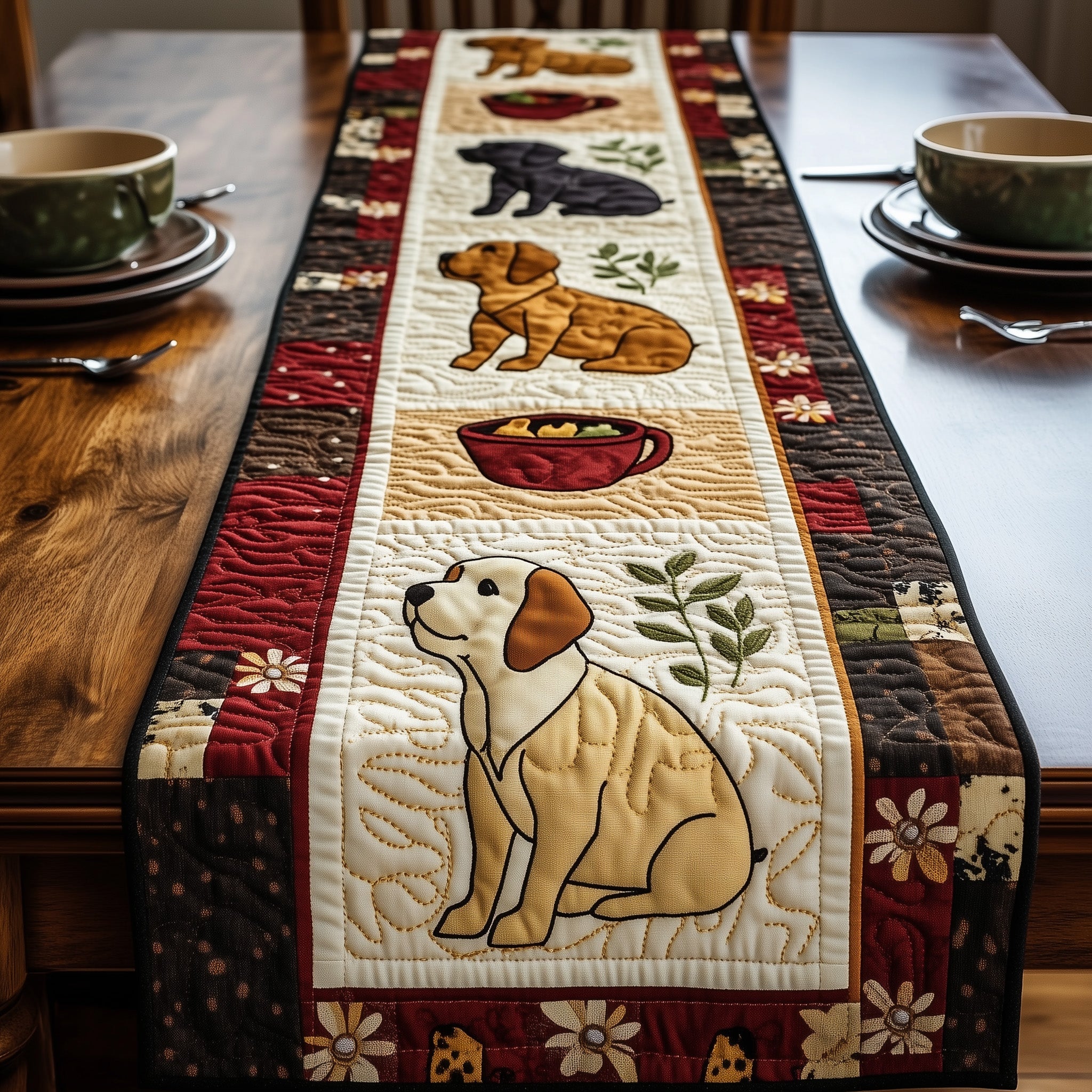 Labrador Retriever Quilted Table Runner Christmas Dining Room Table Runner