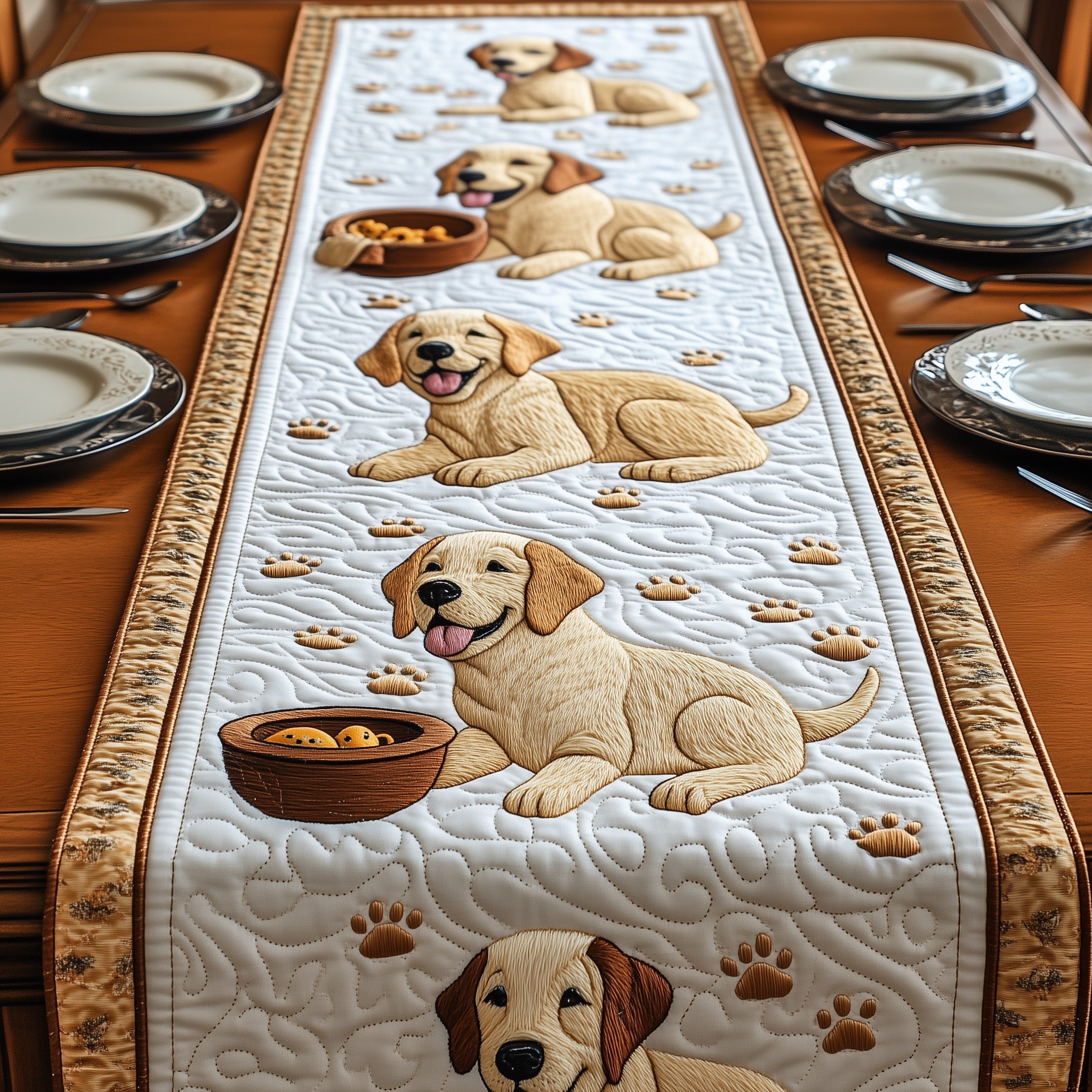 Labrador Retriever Quilted Table Runner Christmas Dining Table Runner