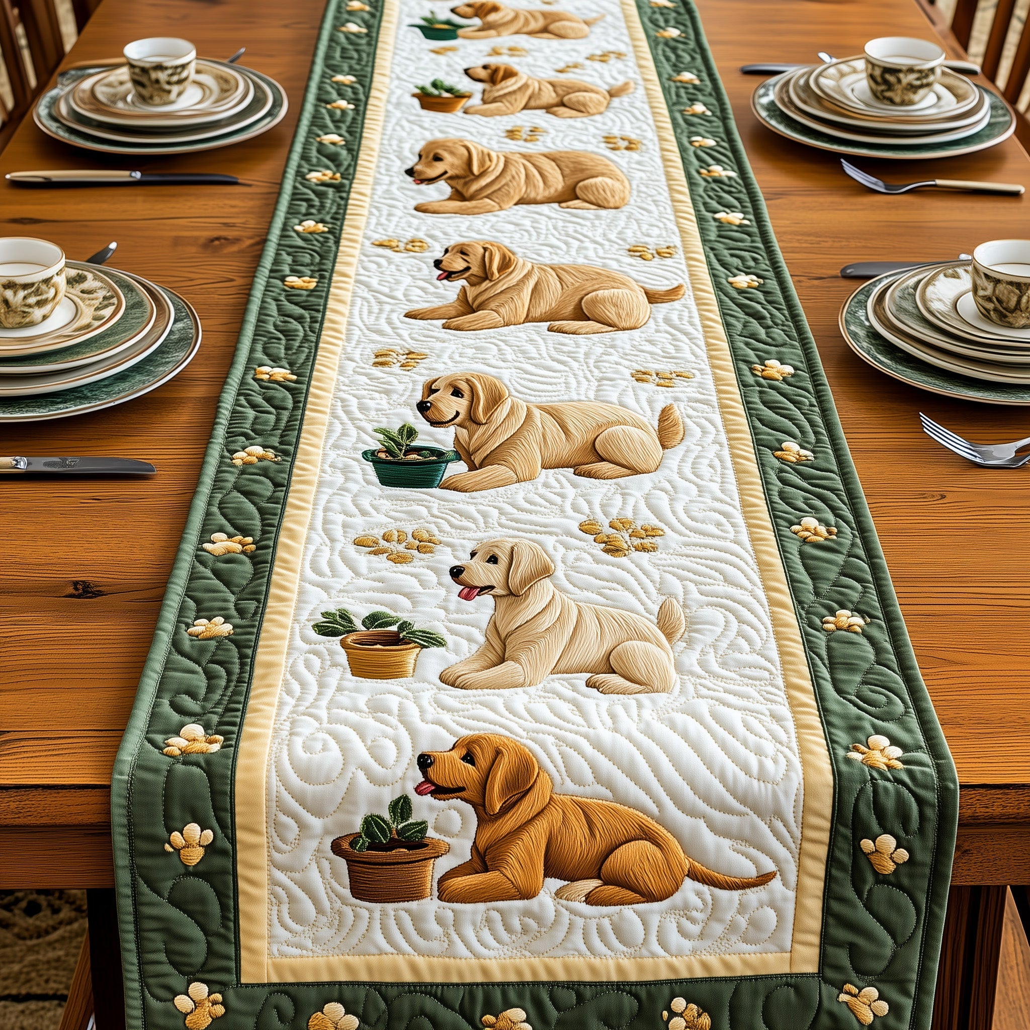 Labrador Retriever Quilted Table Runner Christmas Table Runner Decoration