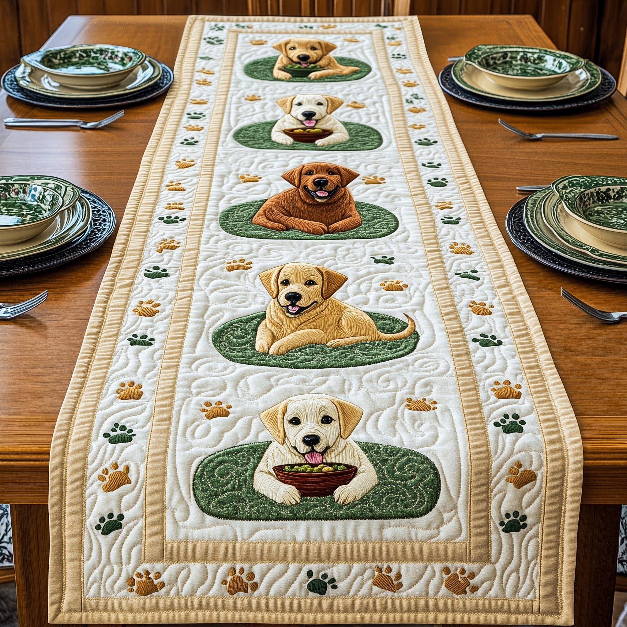 Labrador Retriever Quilted Table Runner Christmas Table Runner for Dining Room