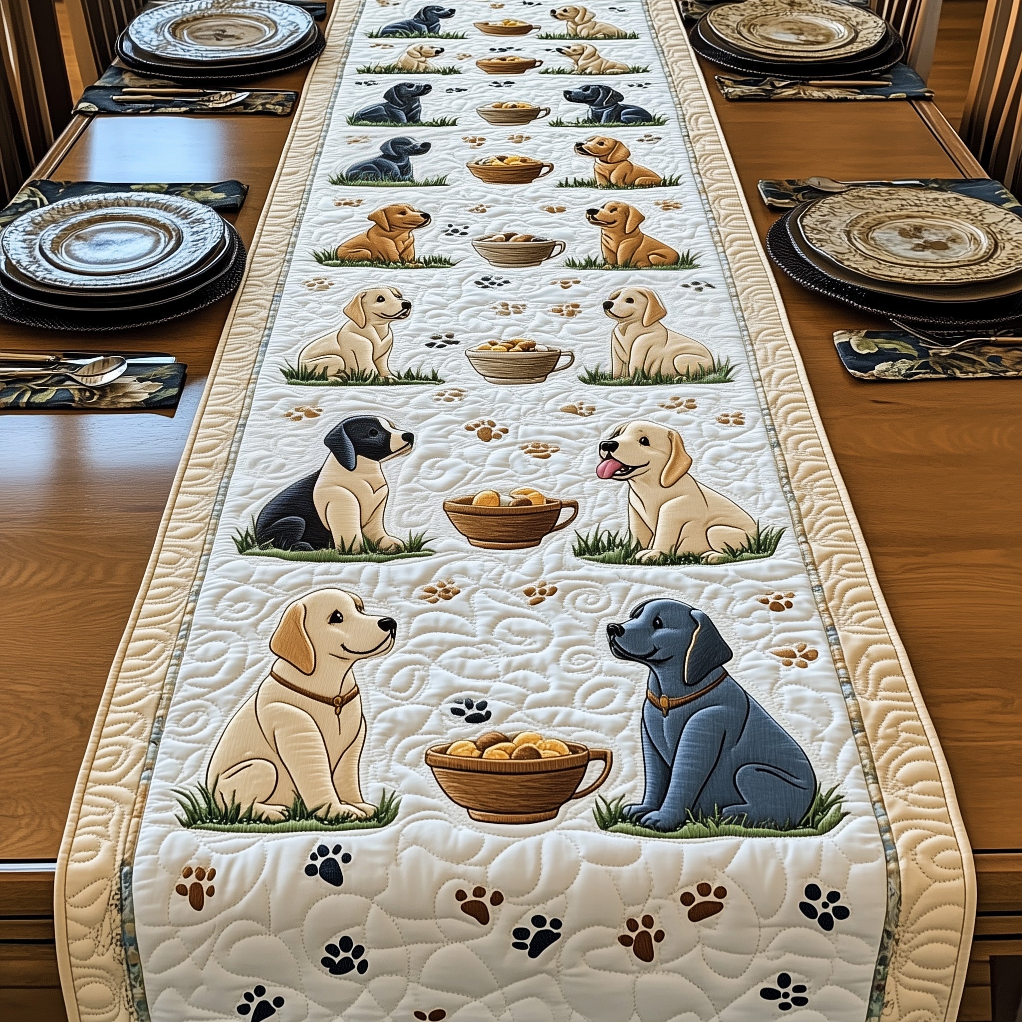 Labrador Retriever Quilted Table Runner Christmas Table Runner for Family Meals
