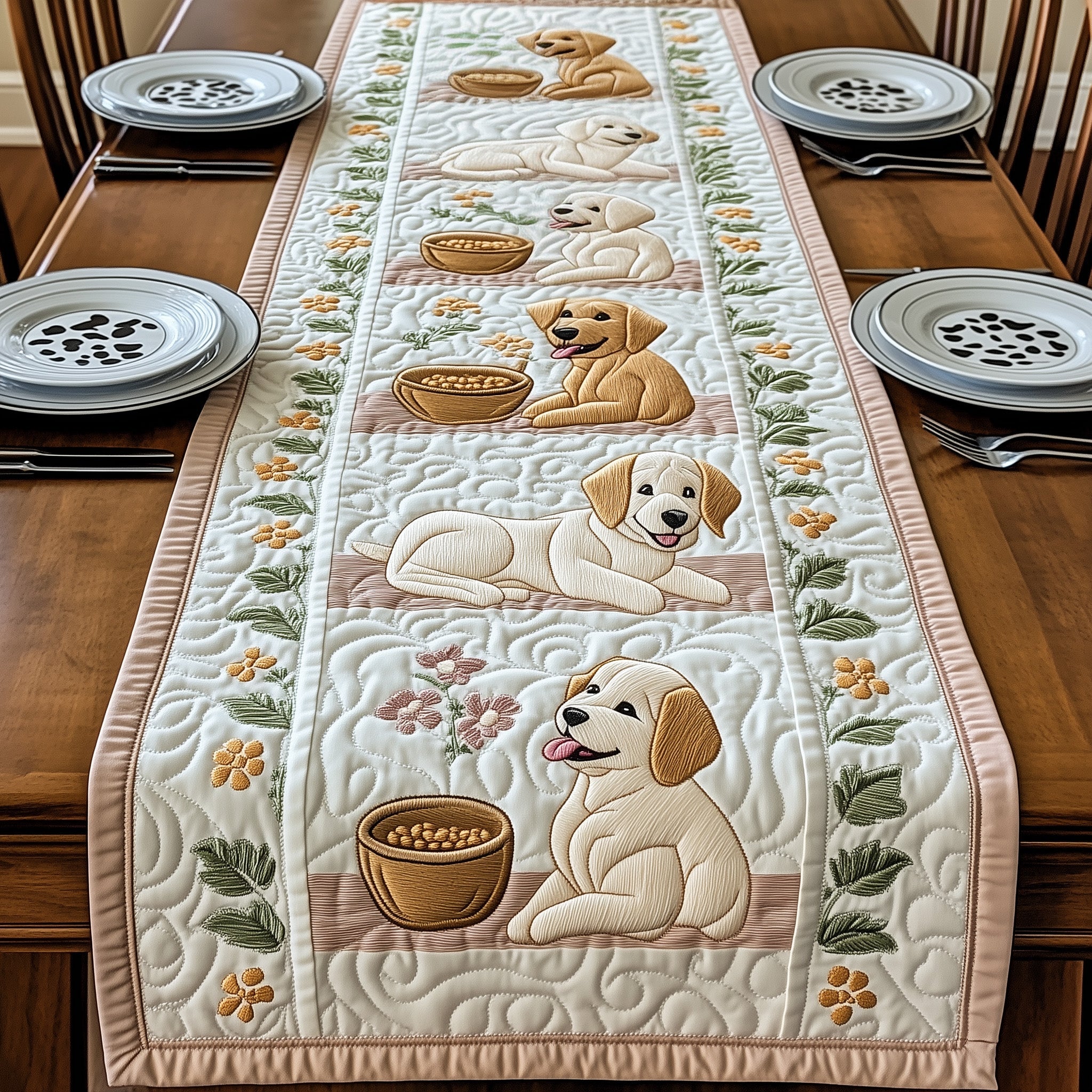 Labrador Retriever Quilted Table Runner Cozy Winter Table Runner for Home