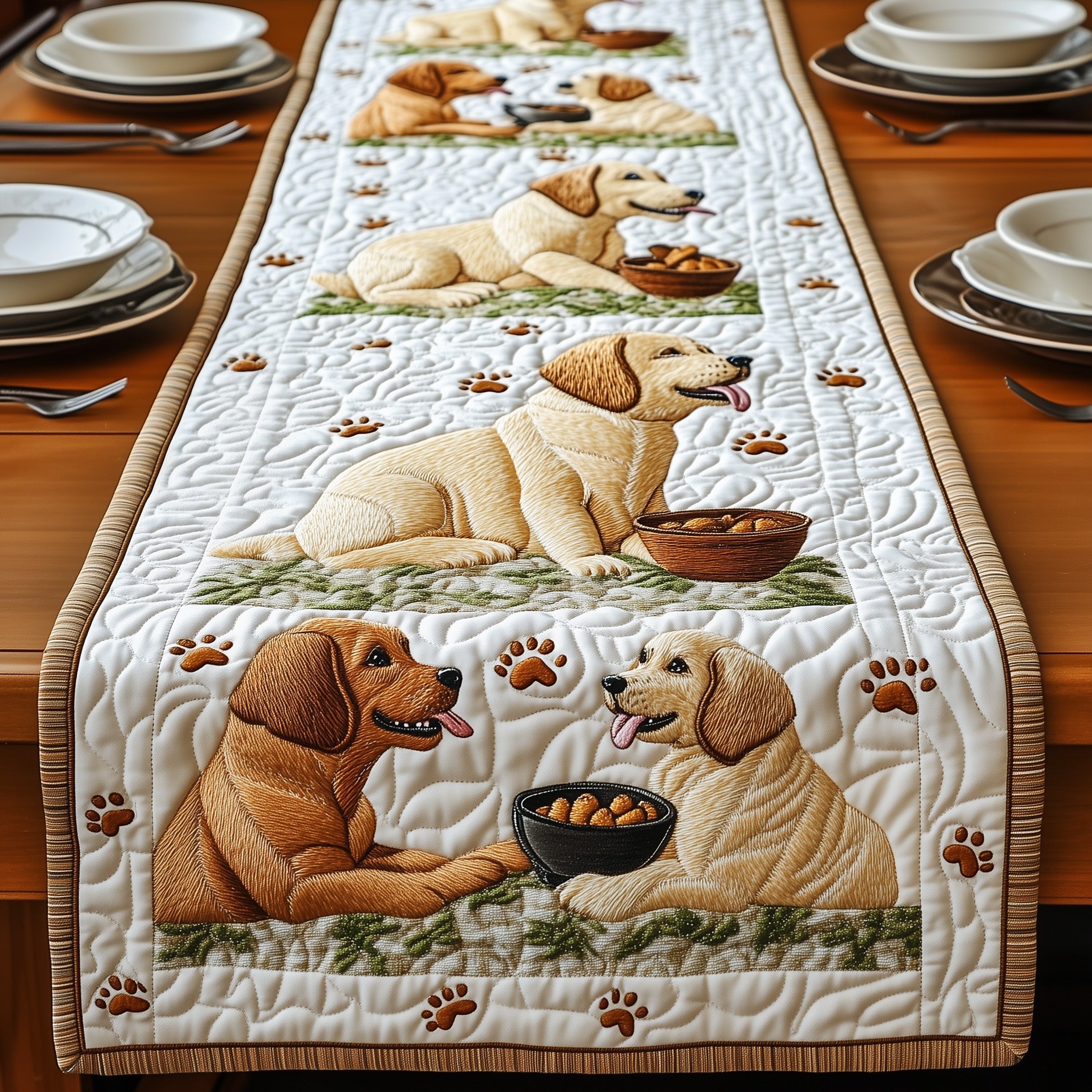 Labrador Retriever Quilted Table Runner Elegant Christmas Table Runner