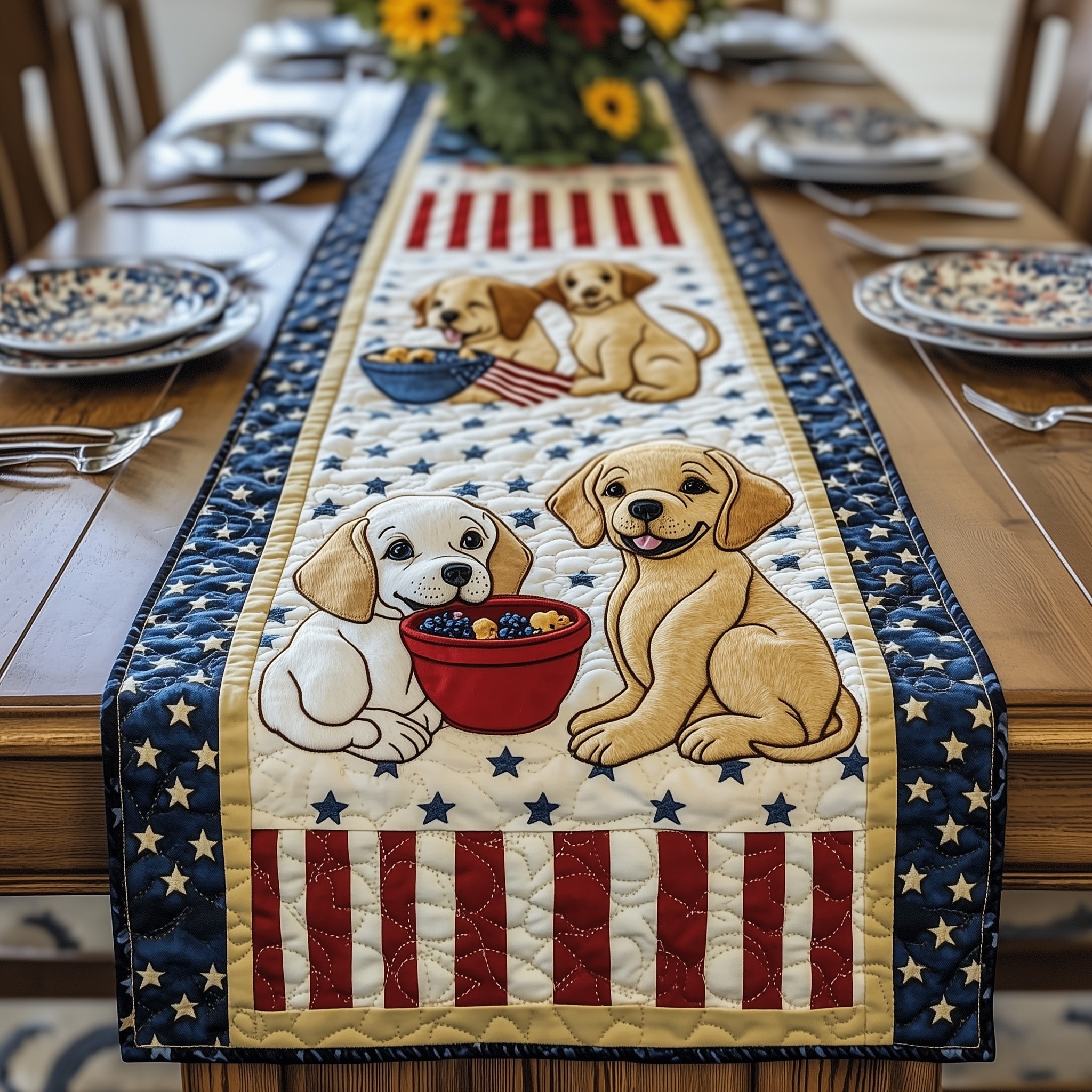 Labrador Retriever Quilted Table Runner Holiday Banquet Table Runner