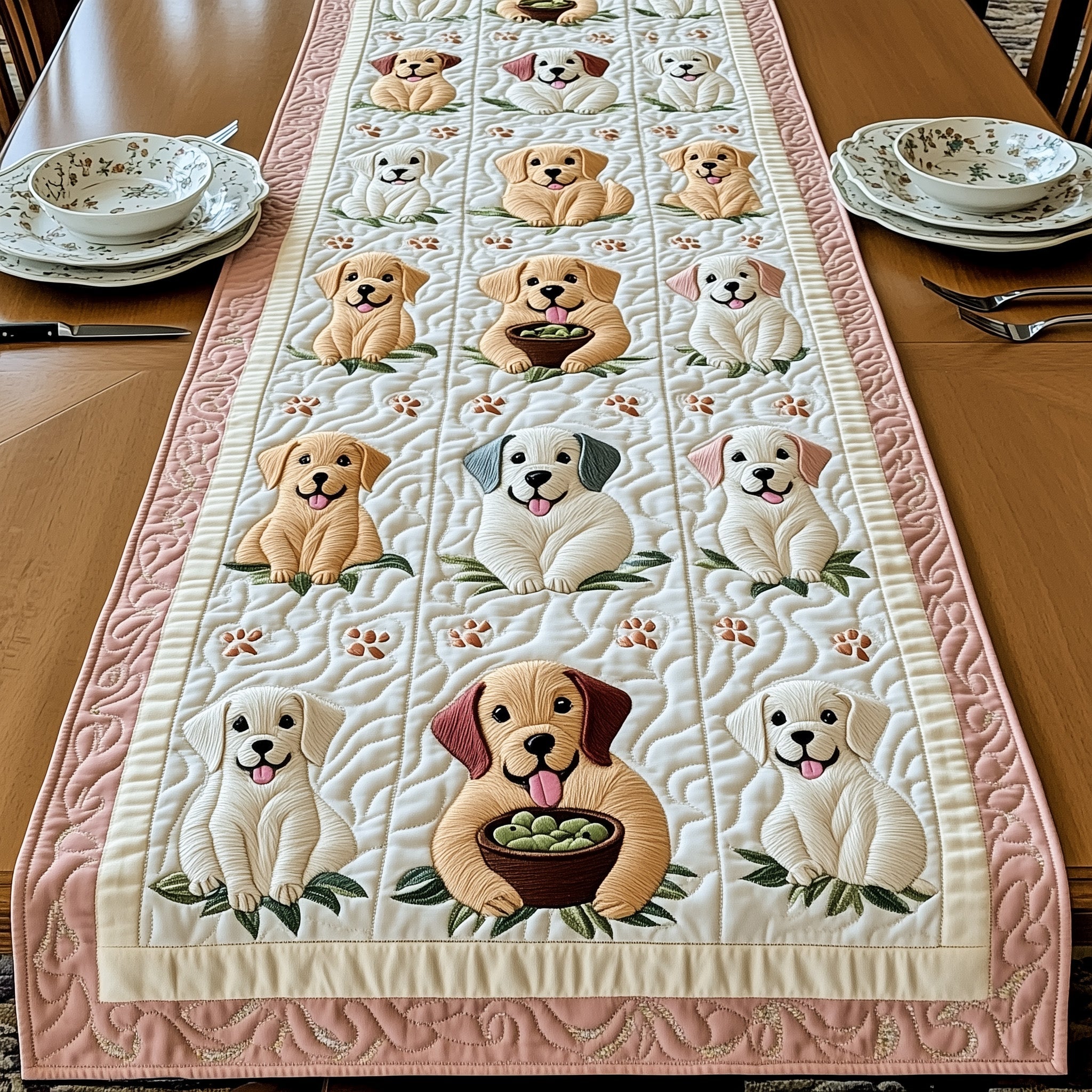 Labrador Retriever Quilted Table Runner Holiday Dinner Table Runner