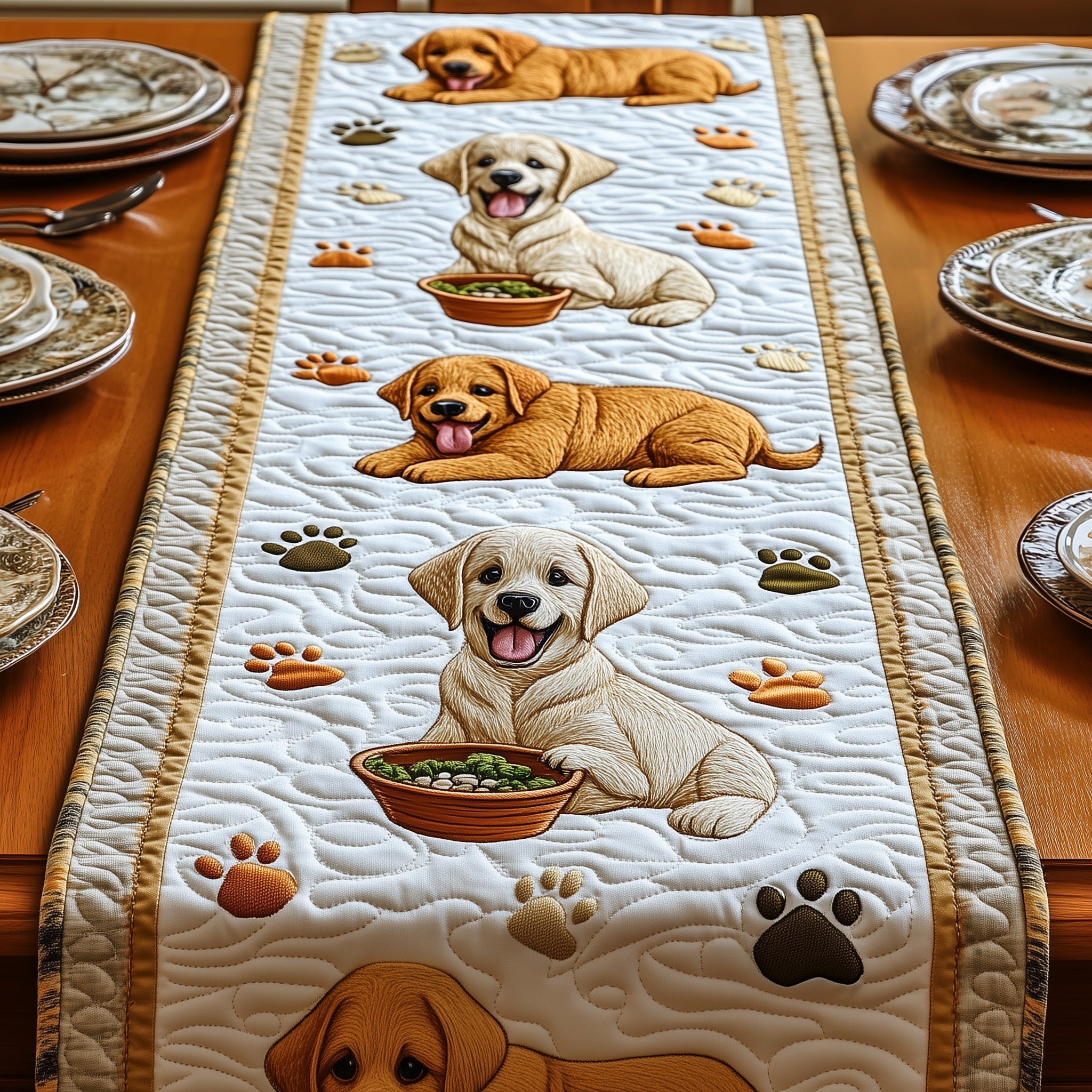 Labrador Retriever Quilted Table Runner Holiday Party Table Runner