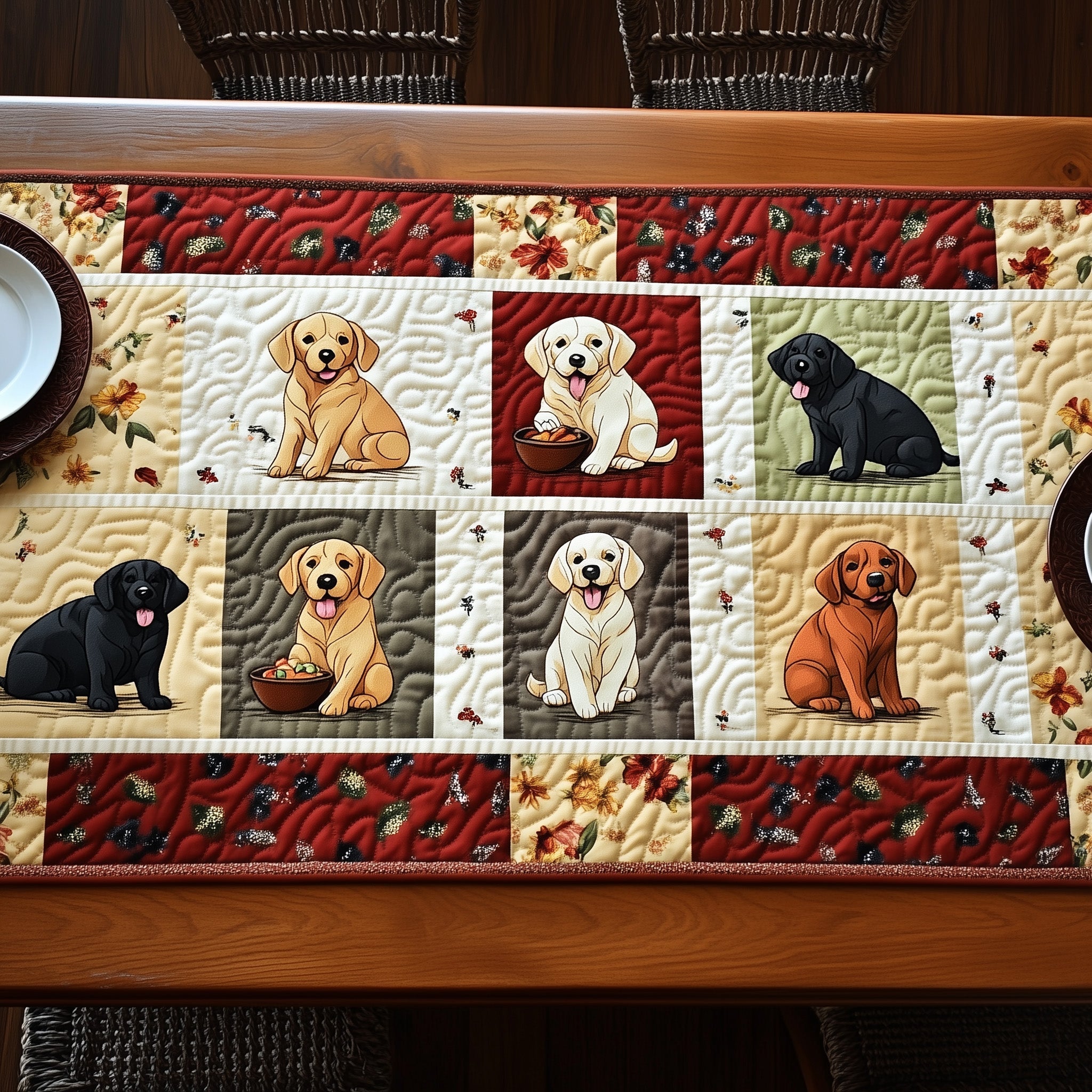 Labrador Retriever Quilted Table Runner Holiday Season Table Runner
