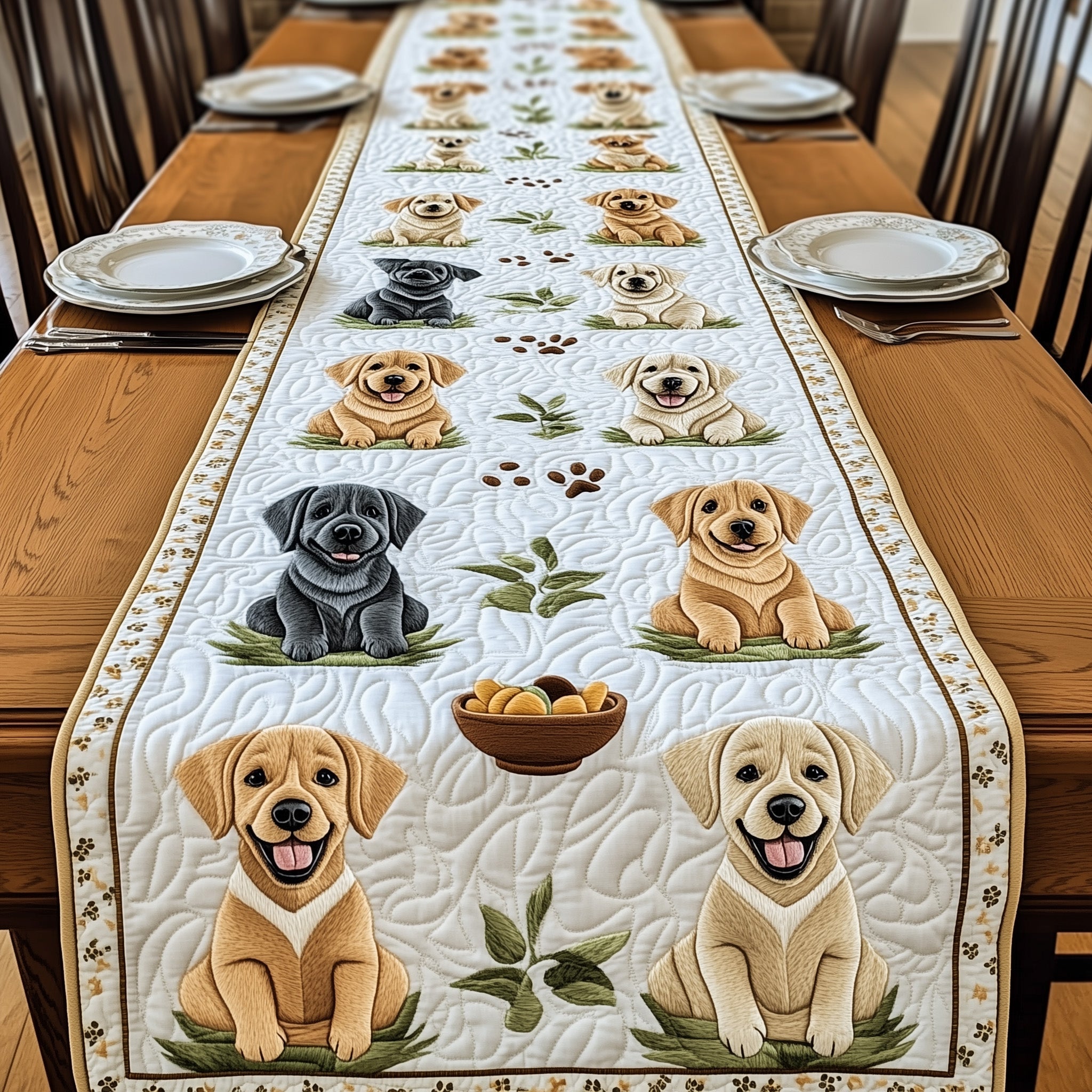 Labrador Retriever Quilted Table Runner Holiday Table Runner for Kitchen Decor