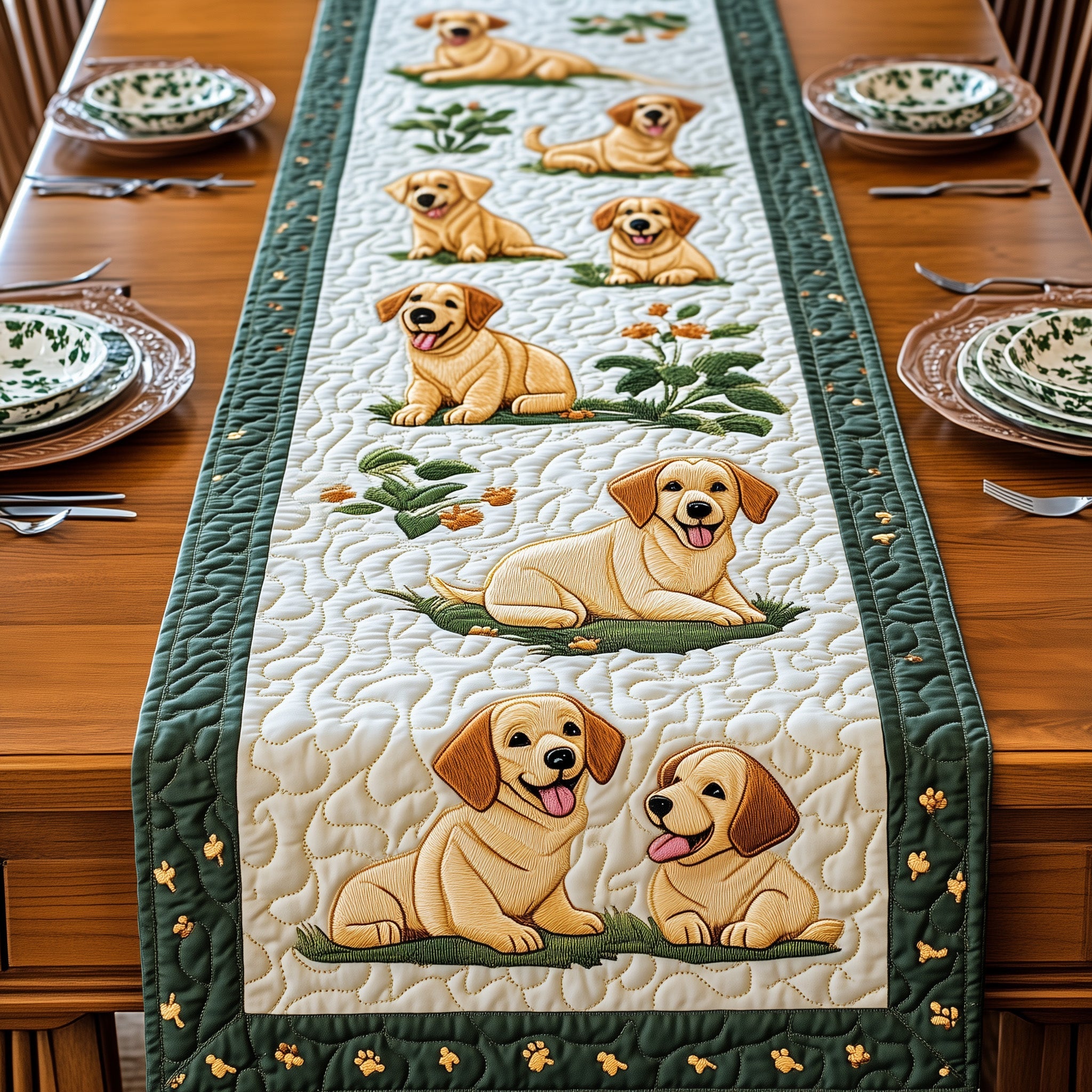 Labrador Retriever Quilted Table Runner Holiday Table Runner Gift Idea