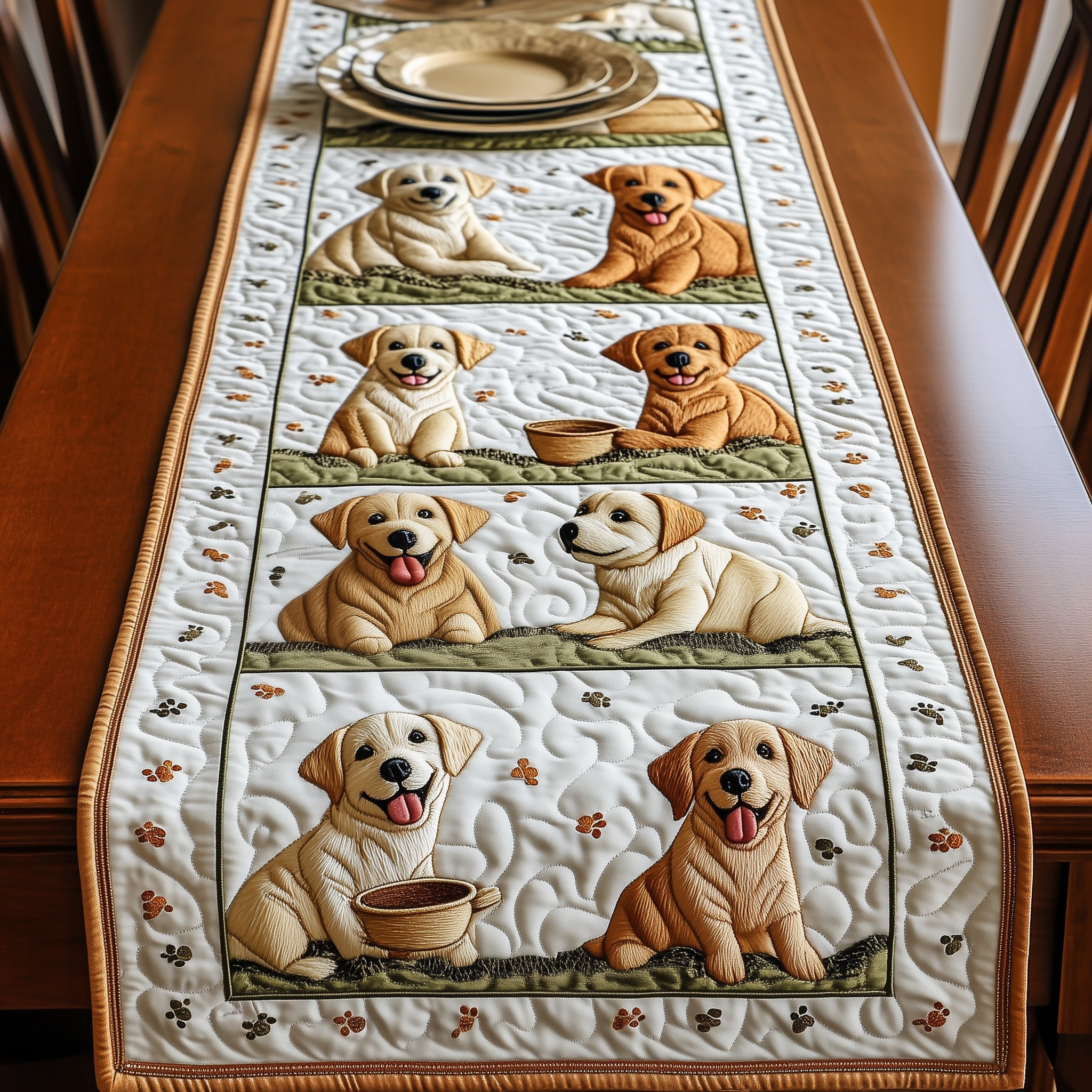 Labrador Retriever Quilted Table Runner Seasonal Table Runner for Holidays
