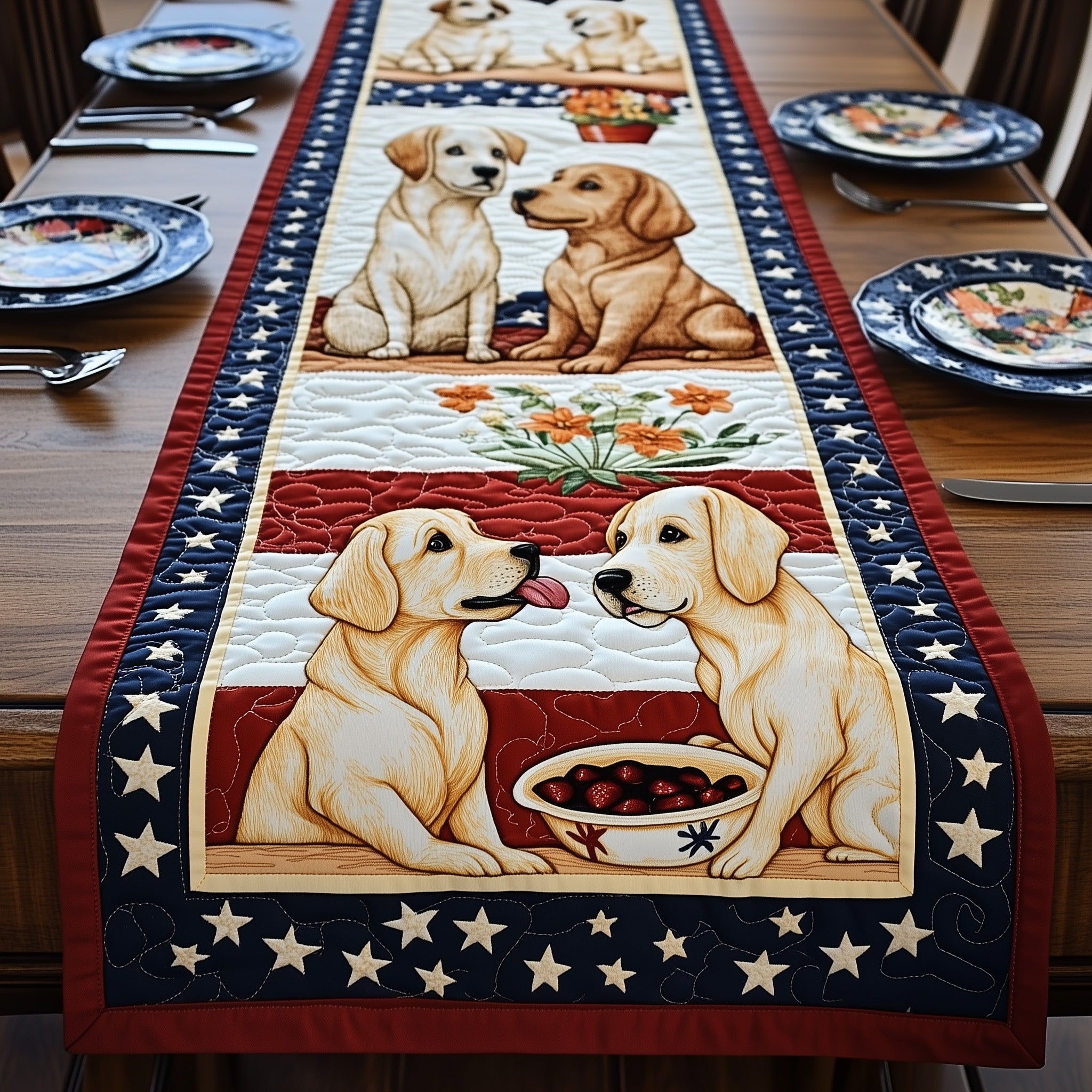 Labrador Retriever Quilted Table Runner Table Runner for Holiday Gatherings