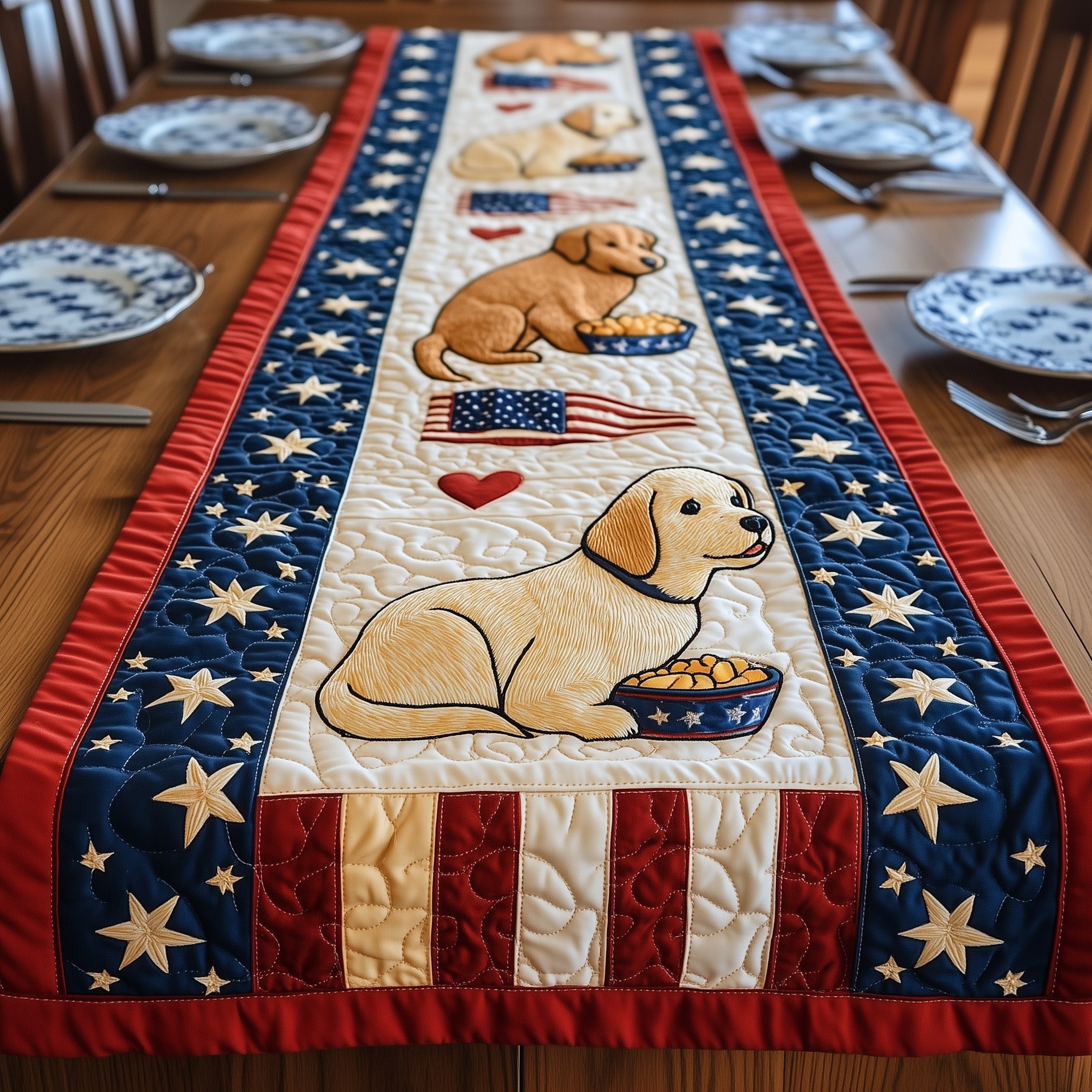 Labrador Retriever Quilted Table Runner Winter Holiday Table Runner Decor