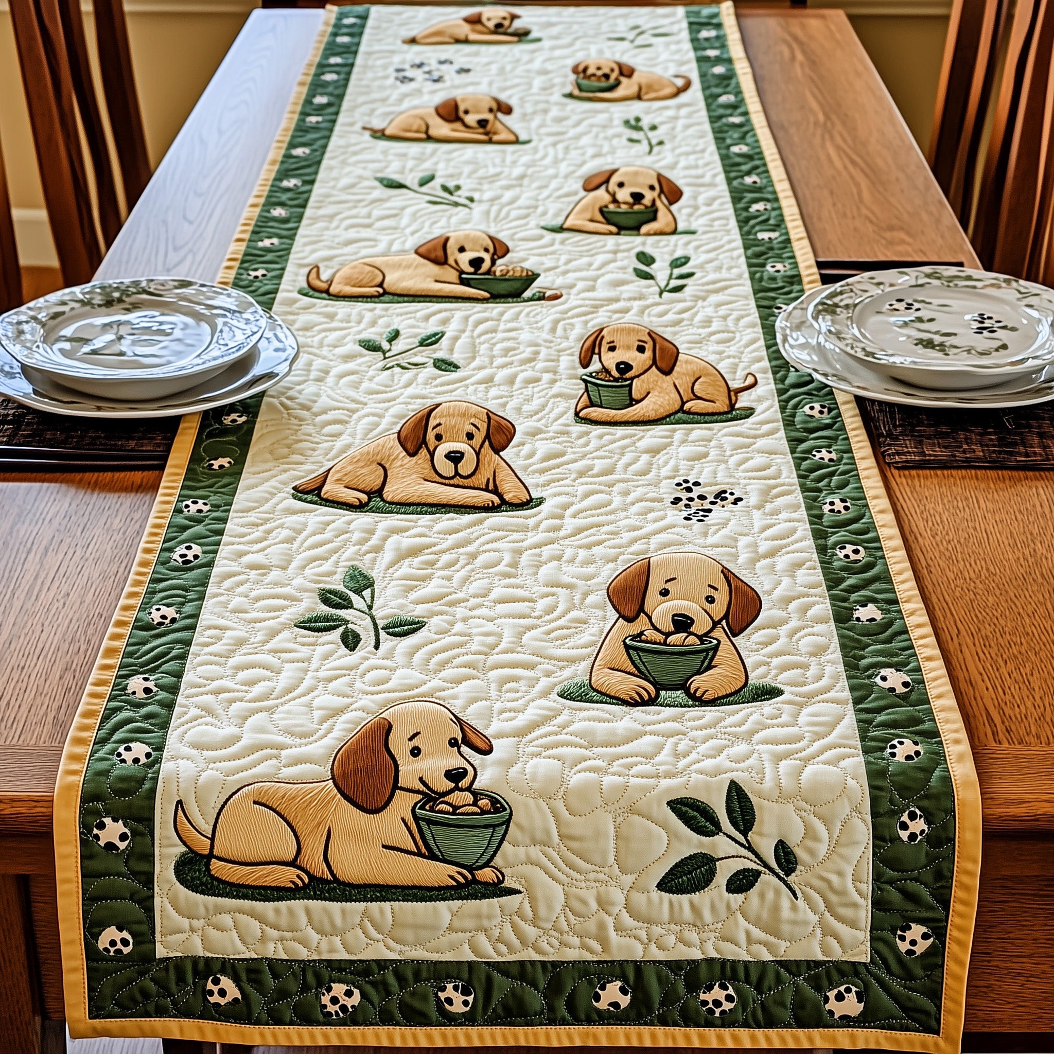 Labrador Retriever Quilted Table Runner Winter Table Runner