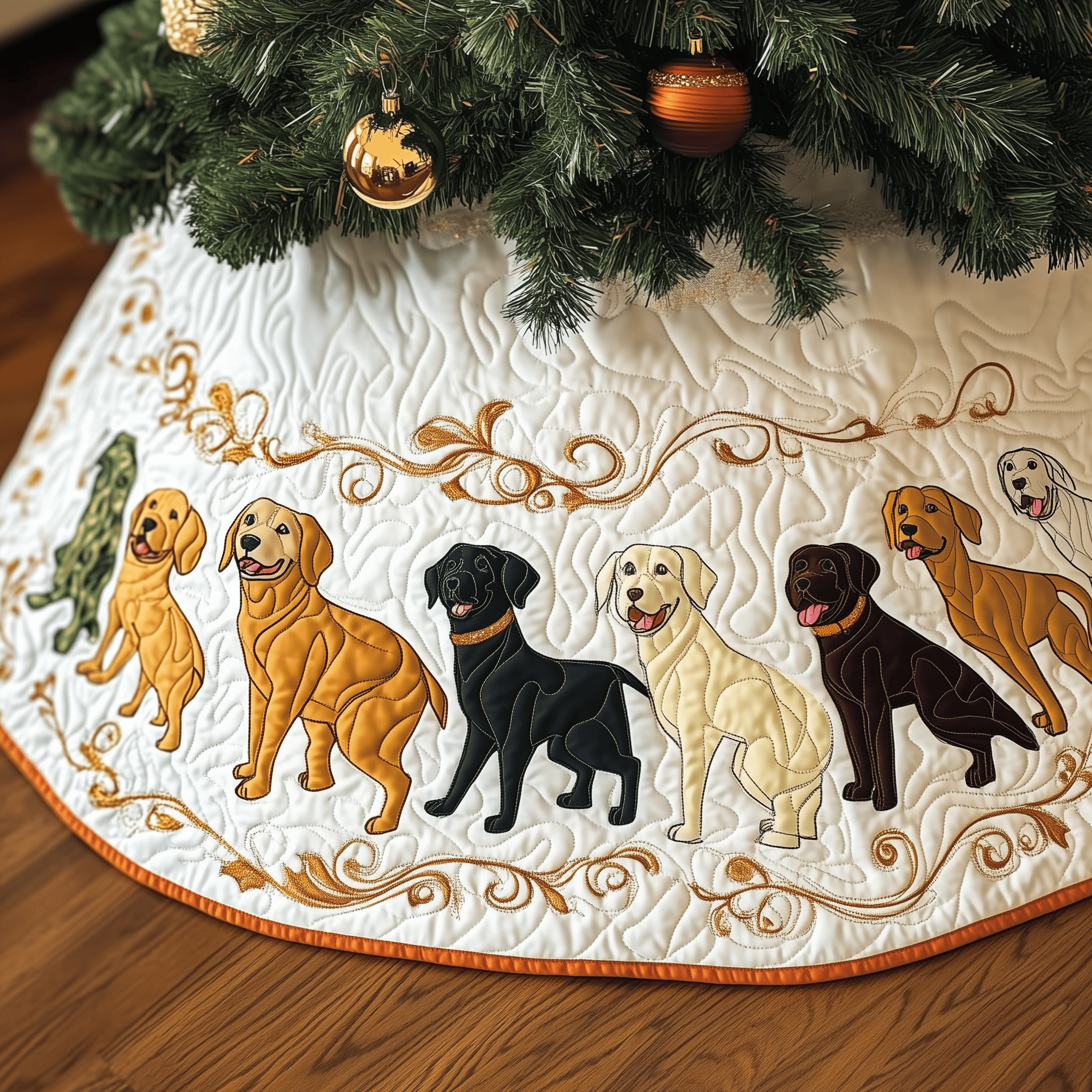 Labrador Retriever Quilted Tree Skirt 72 Inch Tree Skirt Gifts To Give Mother In Law For Christmas