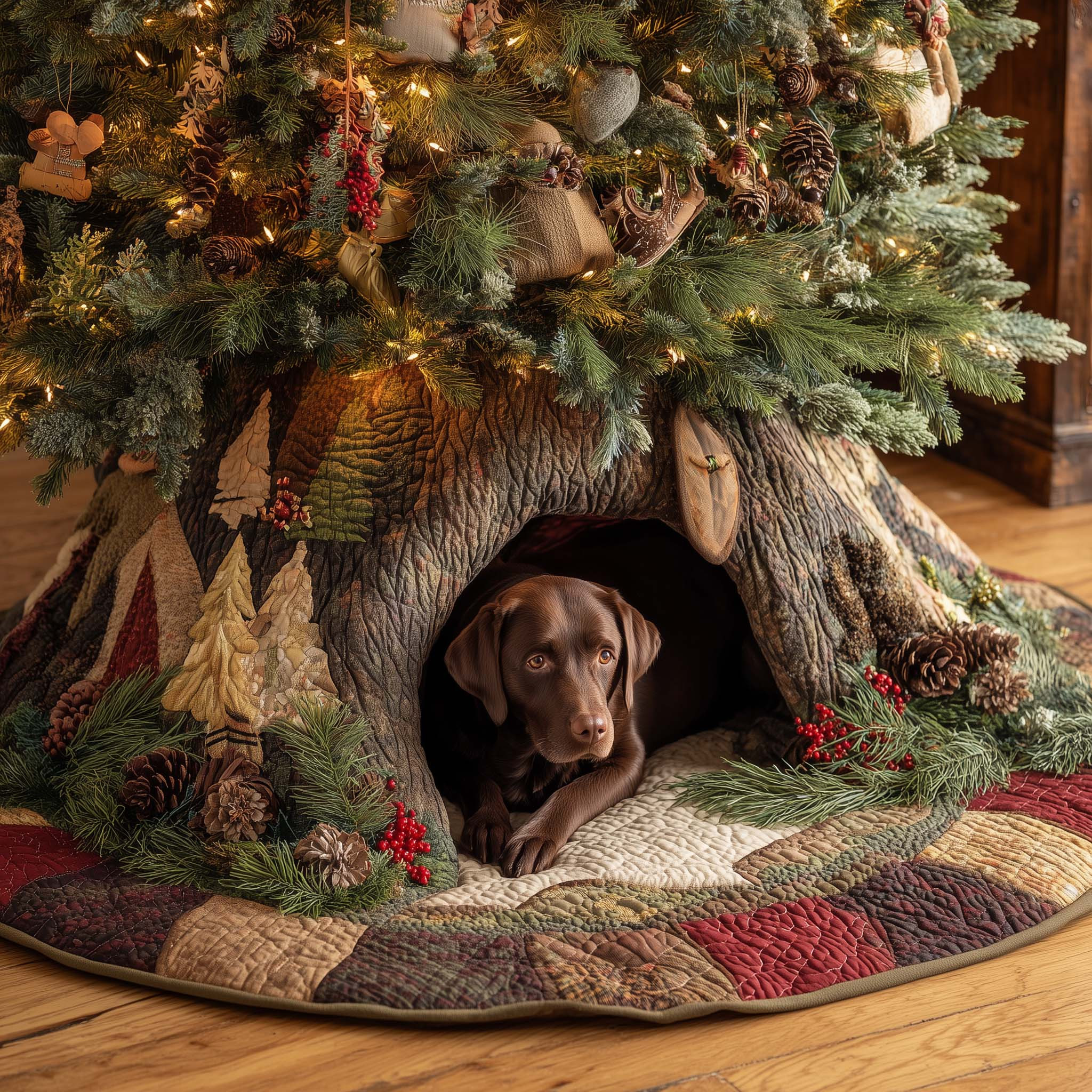 Labrador Retriever Quilted Tree Skirt Aesthetic Home Decor Animal Lover Presents