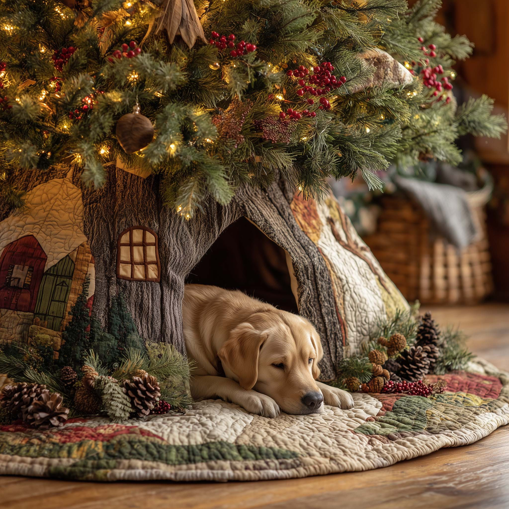 Labrador Retriever Quilted Tree Skirt Aesthetic Home Decor Christmas Gifts For Labrador Lovers