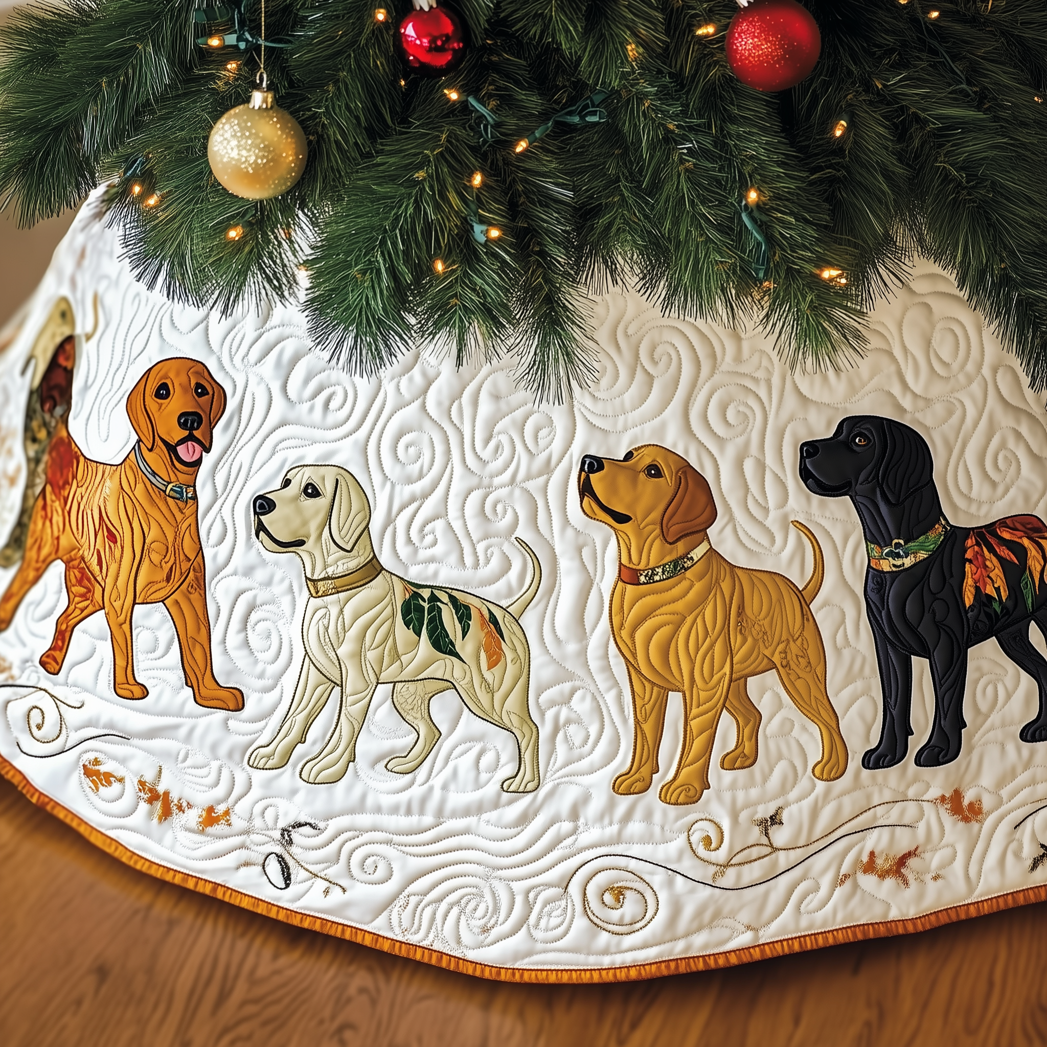 Labrador Retriever Quilted Tree Skirt Charming Thanksgiving Gift Merch