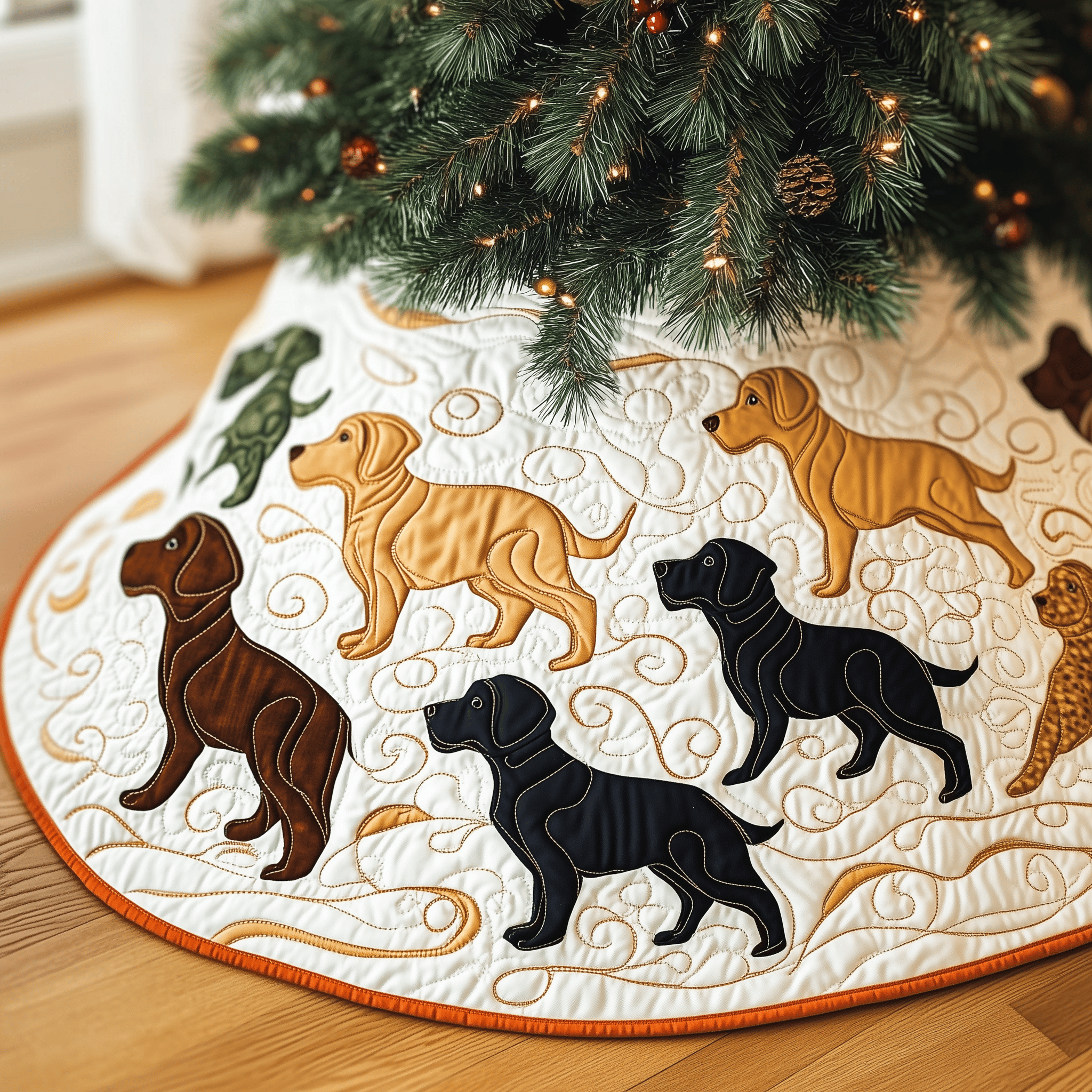 Labrador Retriever Quilted Tree Skirt Christmas Tree Skirt Gifts For Mom And Dad Christmas