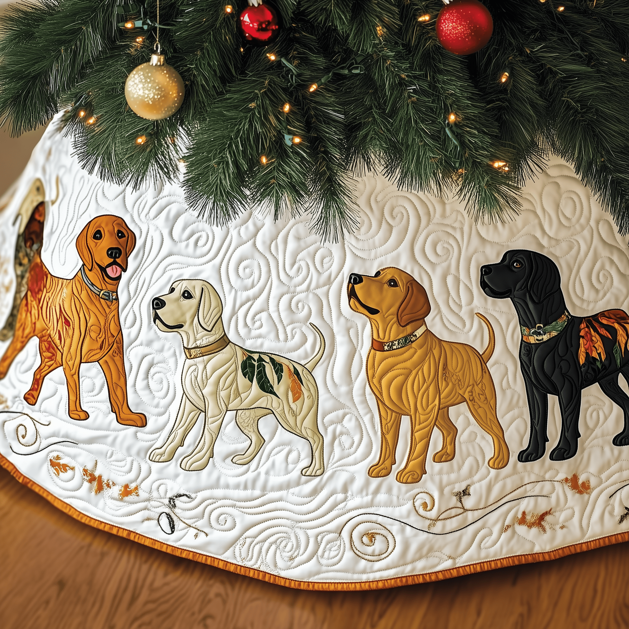 Labrador Retriever Quilted Tree Skirt Cute Christmas Decor Top Xmas Gifts For Teens
