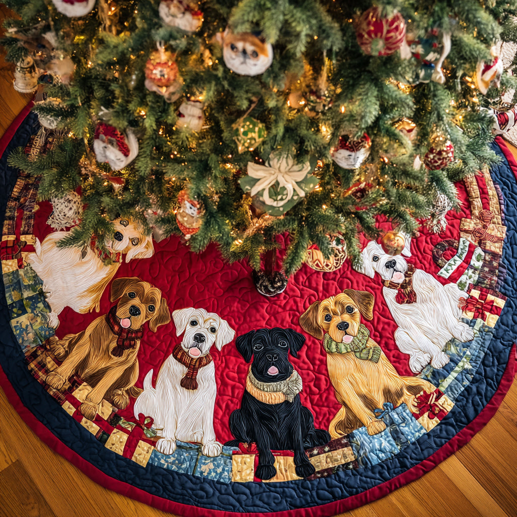 Labrador Retriever Yuletide Quilted Christmas Tree Skirt Lovely Gift Merch for a Festive Home