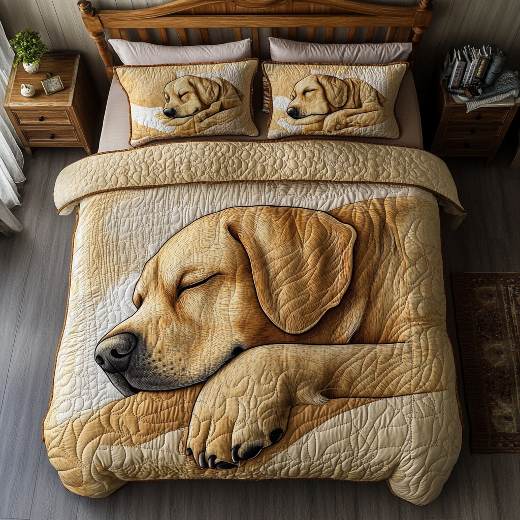 Labrador Sleep Quilted Bedding Set Christmas Bedding Duvet Cover Labrador Gifts For Dog Lovers