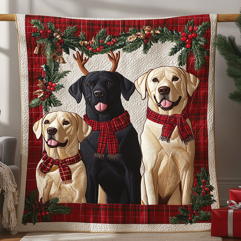 Labrador Winter Spirit Quilted Blanket Throws And Blankets Christmas Gift To Labrador Lovers