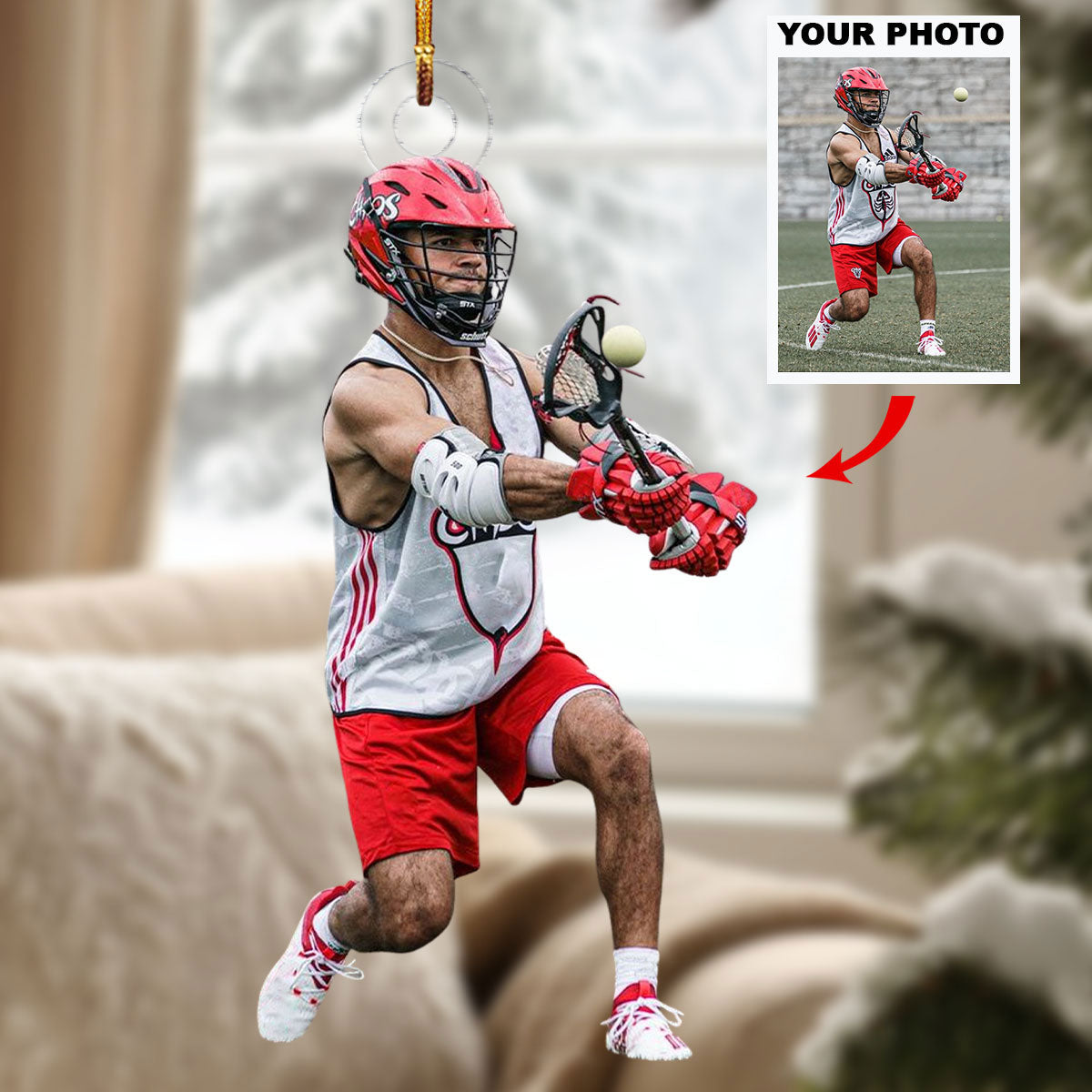 Lacrosse Joy Personalized Photo Mica Ornament Christmas Gift For Sports Lovers 2