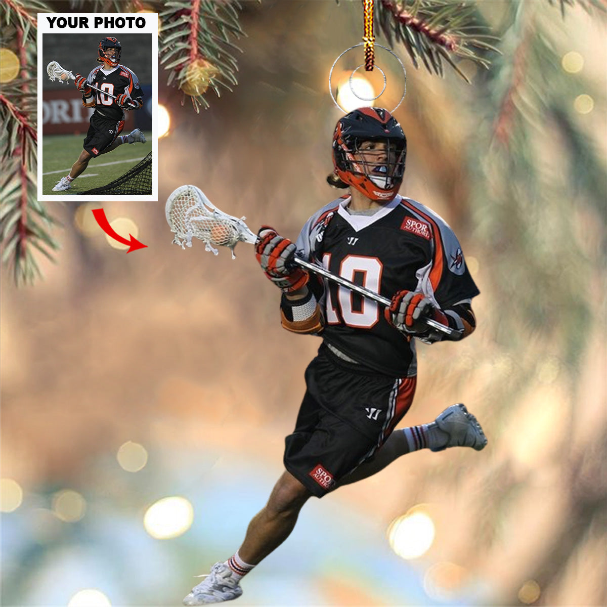 Lacrosse Joy Personalized Photo Mica Ornament Christmas Gift For Sports Lovers