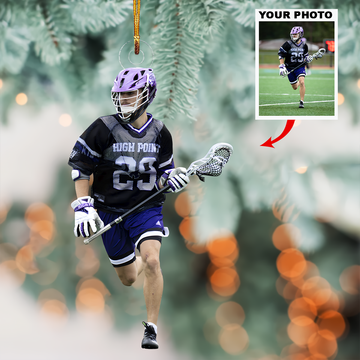 Lacrosse Ornament Personalized Custom Photo Mica Ornament Christmas Gift For Lacrosse