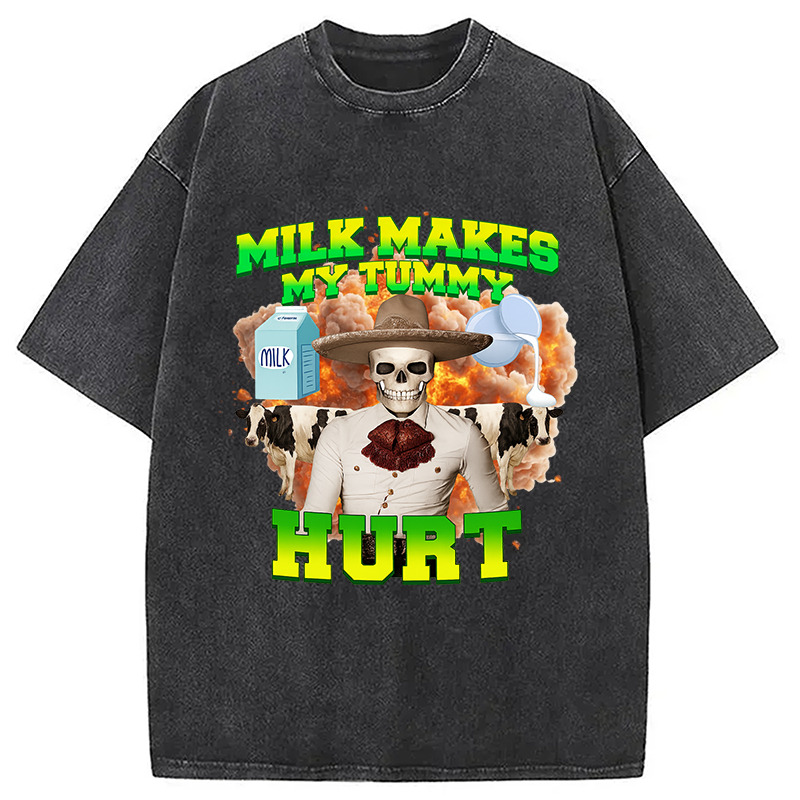 Lactose Intolerance Meme Washed T-Shirt Funny Graphic Gift For Friends Gifts For Her