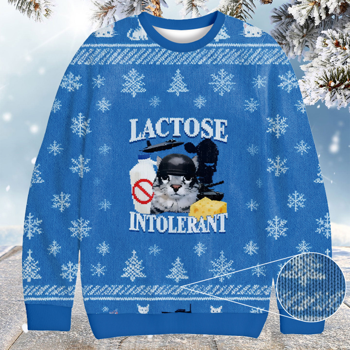 Lactose Intolerant Funny Cat Meme Christmas Ugly Sweater Xmas Gifts For Men