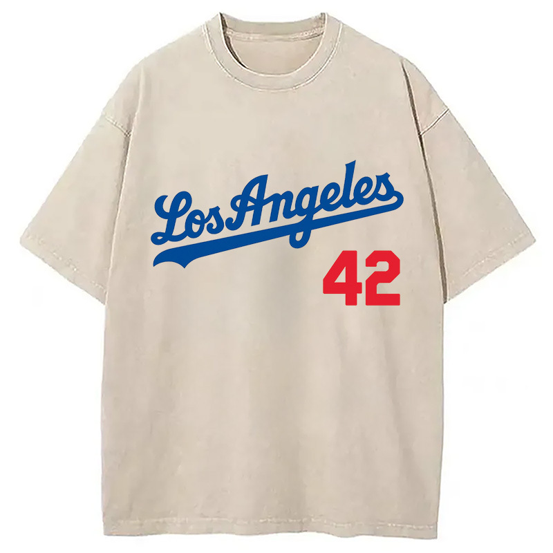 LAD 42 Washed T-Shirt Retro Humor Graphic Top Gifts For Besties