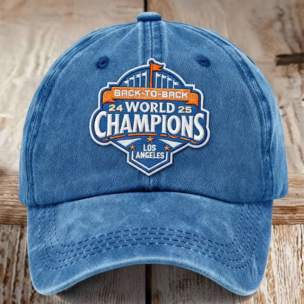 LAD Back To Back Champions Hat Embroidered World Series Merch 2025 Father Gifts LAD Back To Back Champions Hat Embroidered World Series Merch 2025 Father Gifts