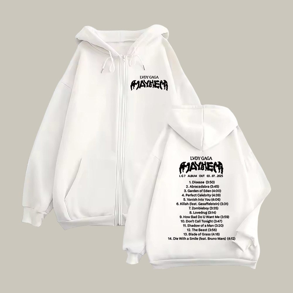 Lady Gaga Mayhem Album Zip Hoodie Lady Gaga Hooded Sweatshirt Music Lover Gift For Wife