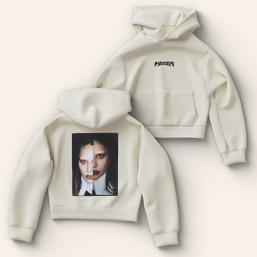 Lady Gaga Mayhem Tour Merch 2025 Concert Dual Photo Cropped Hoodie Besties Gifts